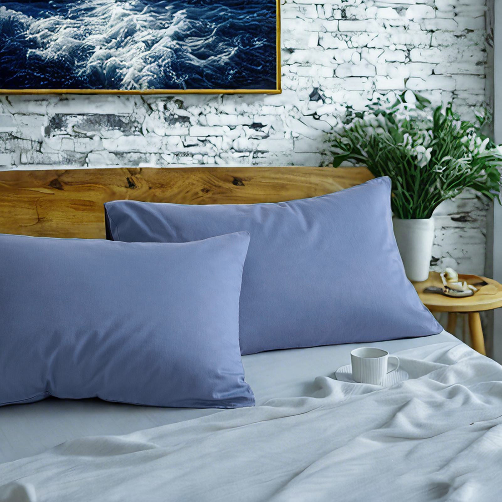 2个纯棉枕套，柔软透气枕套，信封式封口