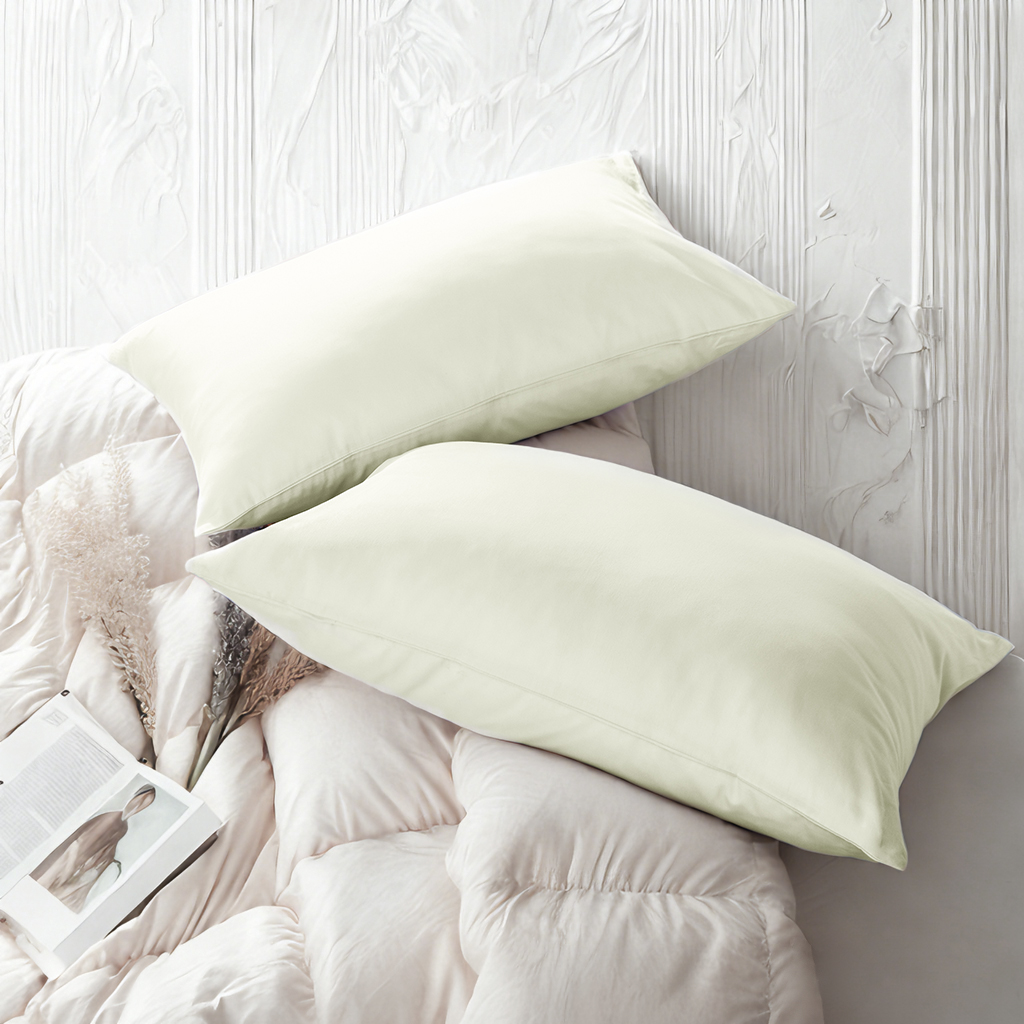 2个贡缎枕套，奢华柔软透气枕套，信封式封口