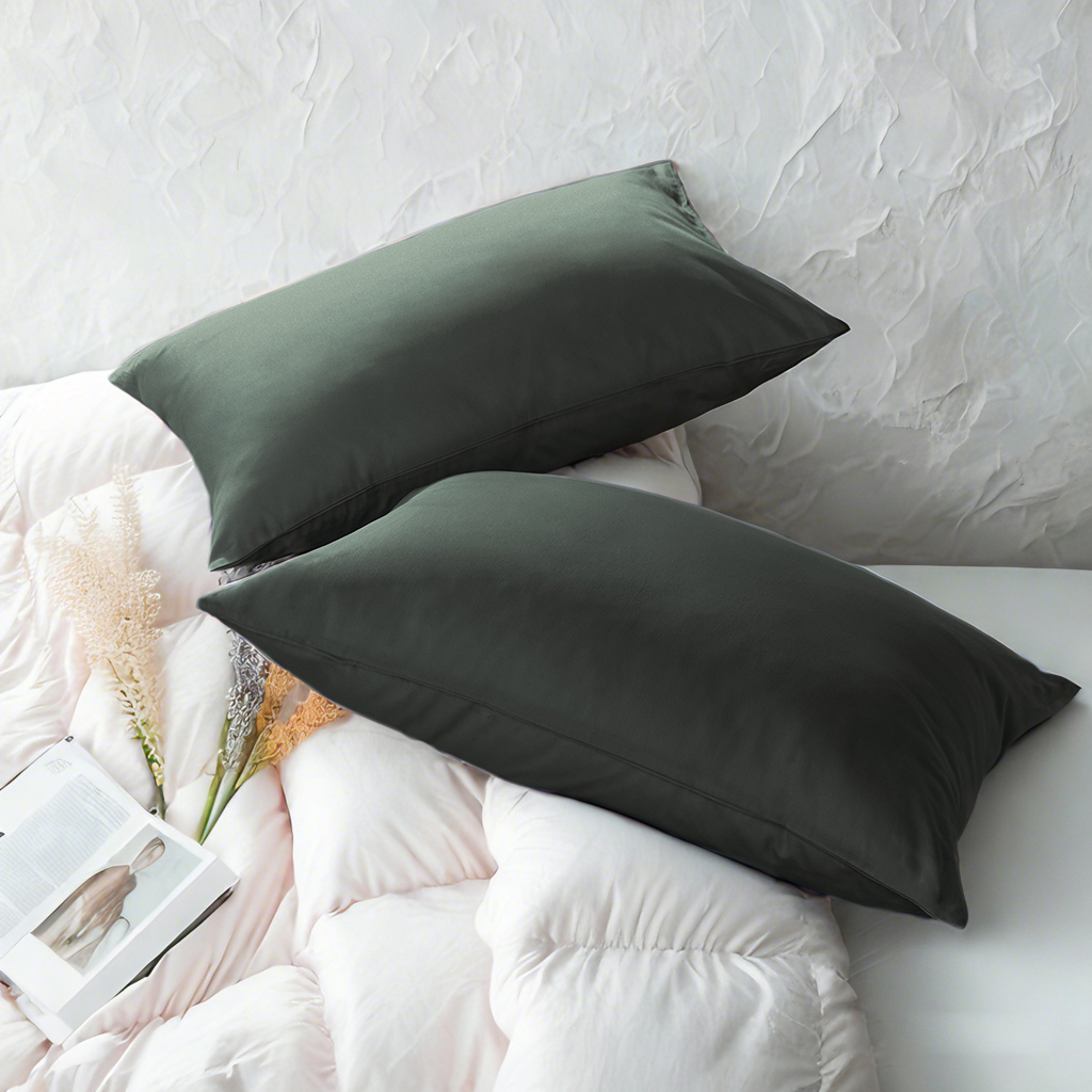 2个贡缎枕套，奢华柔软透气枕套，信封式封口