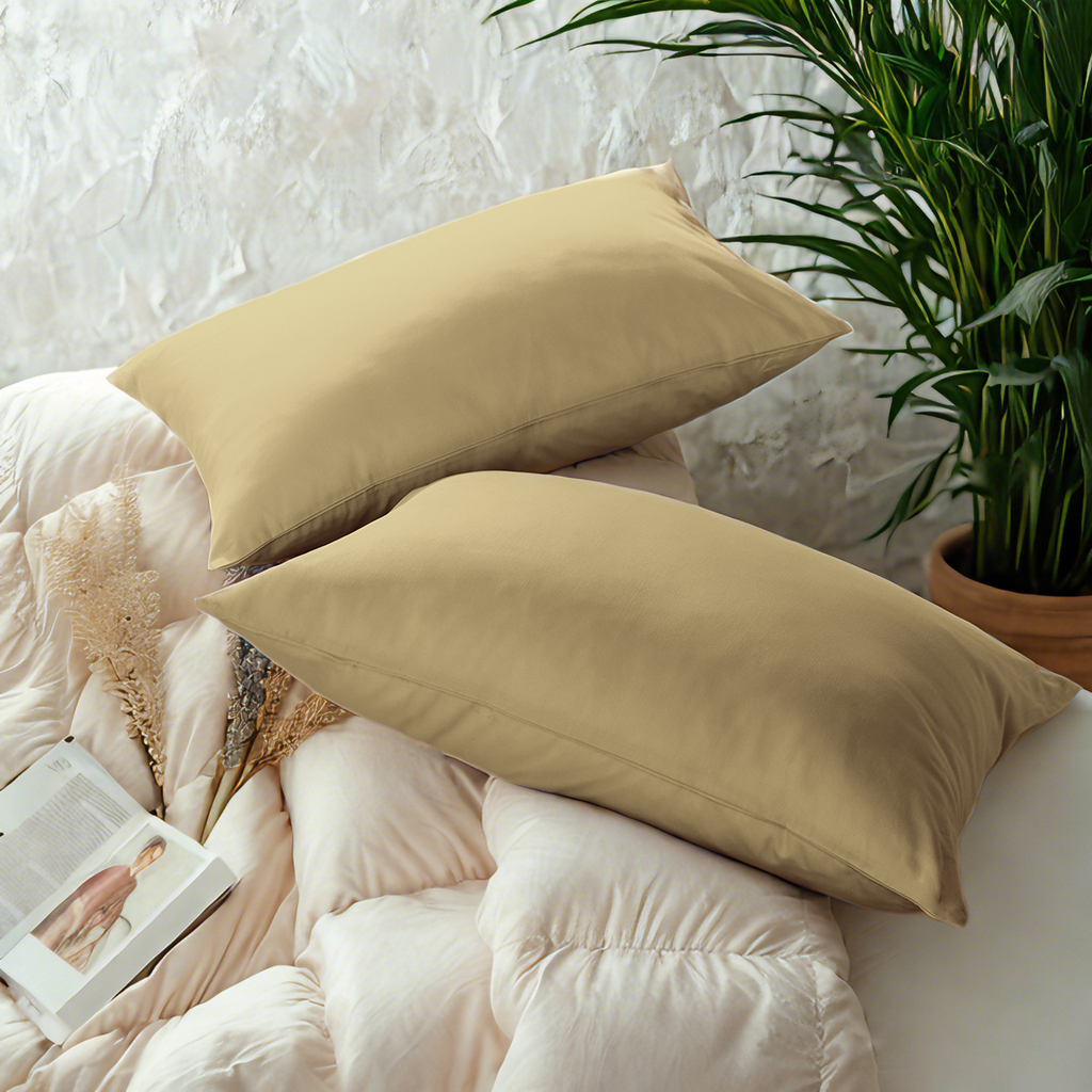 2个贡缎枕套，奢华柔软透气枕套，信封式封口