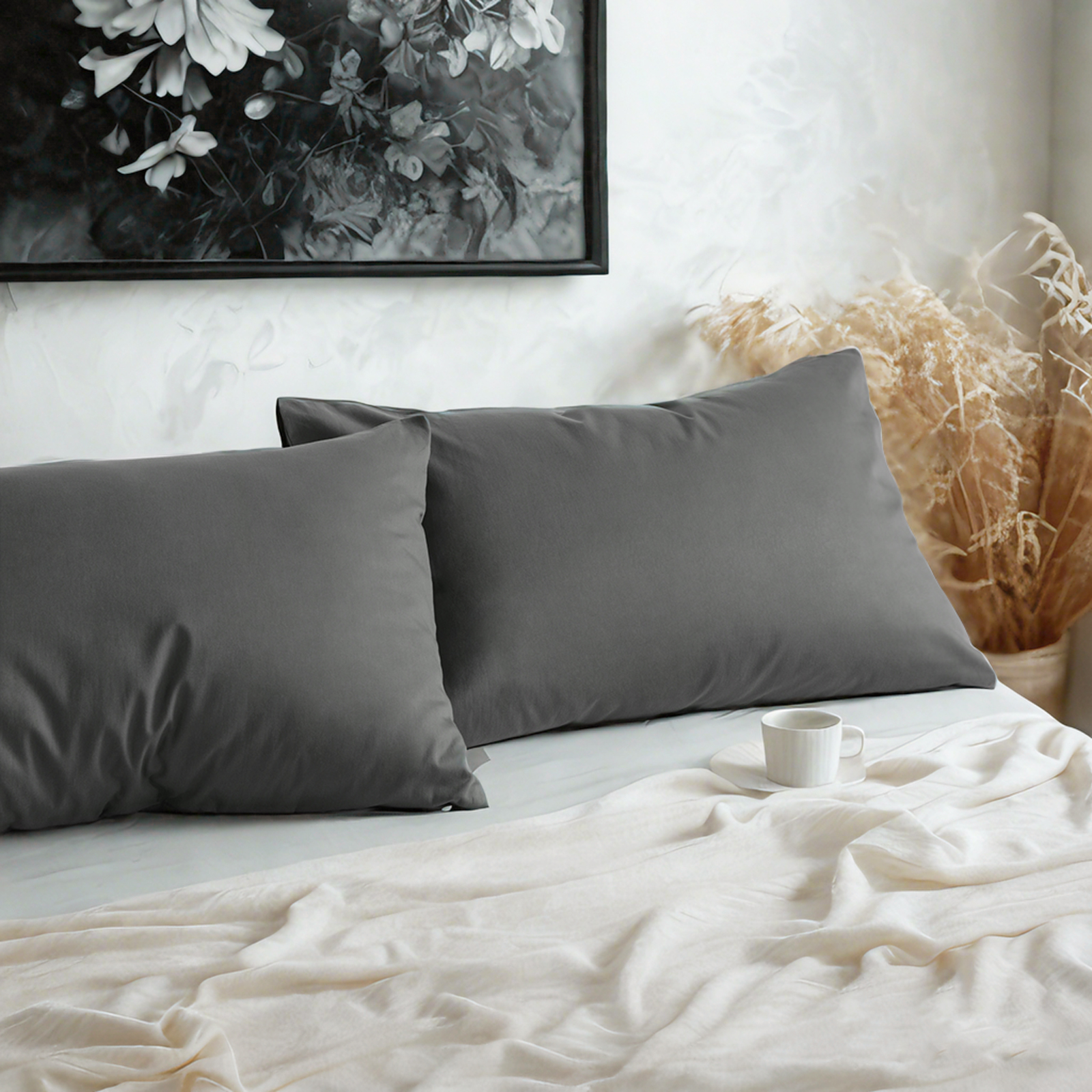 2个纯棉枕套，柔软透气枕套，信封式封口