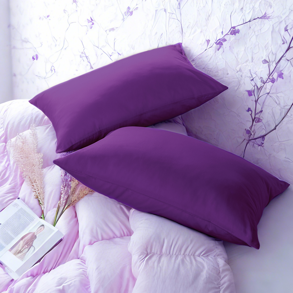 2个贡缎枕套，奢华柔软透气枕套，信封式封口