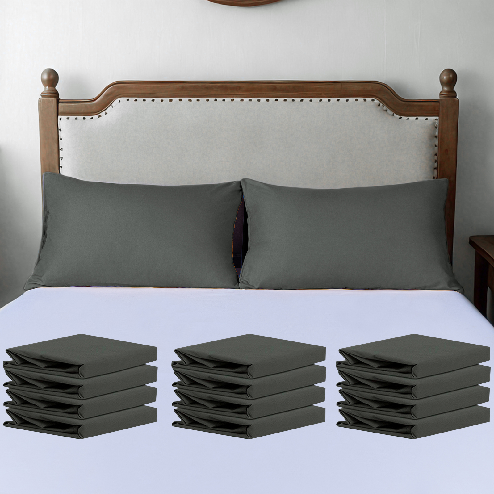 12件套超细纤维枕套，柔软、防皱、防褪色、防污枕套，信封式封口