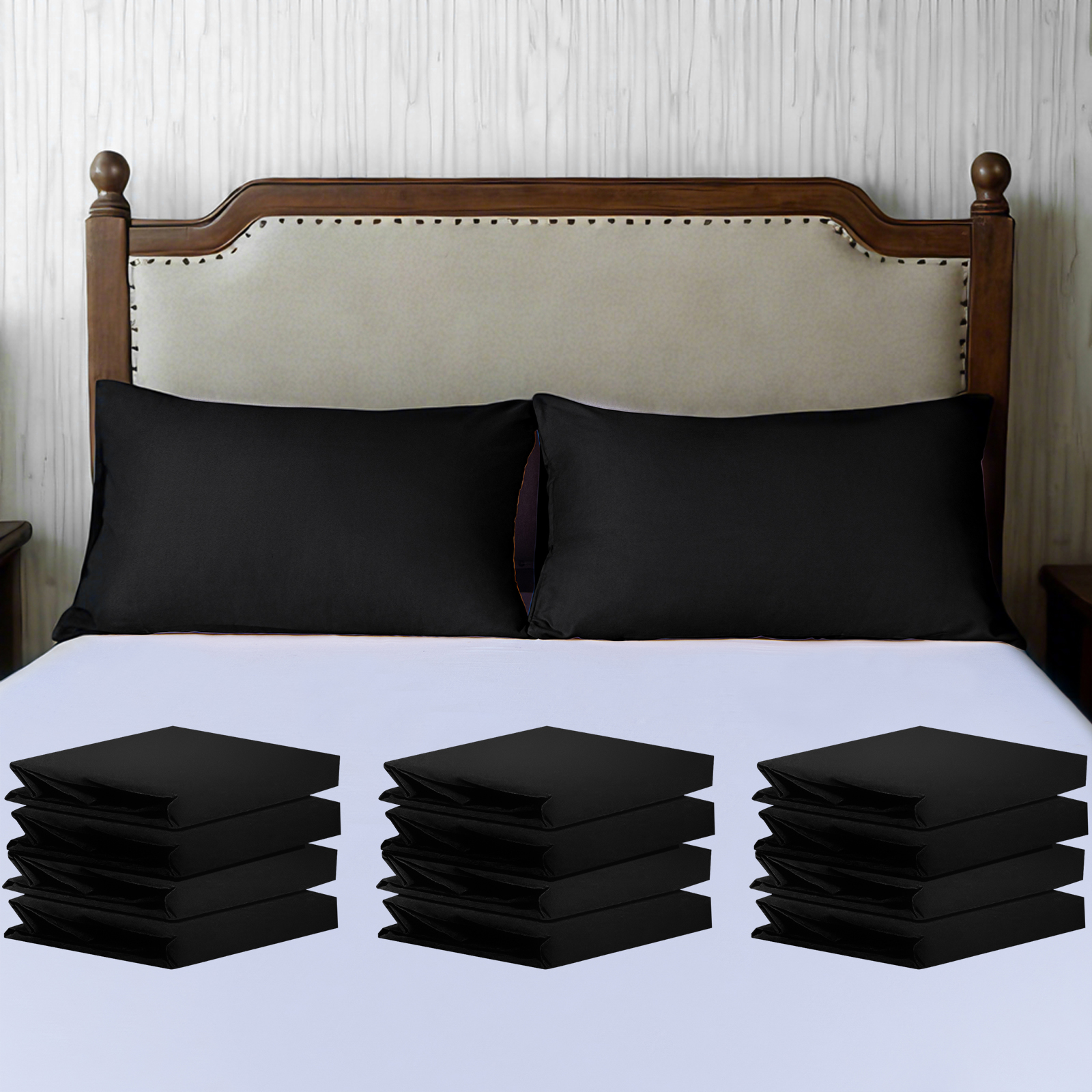 12件套超细纤维枕套，柔软、防皱、防褪色、防污枕套，信封式封口