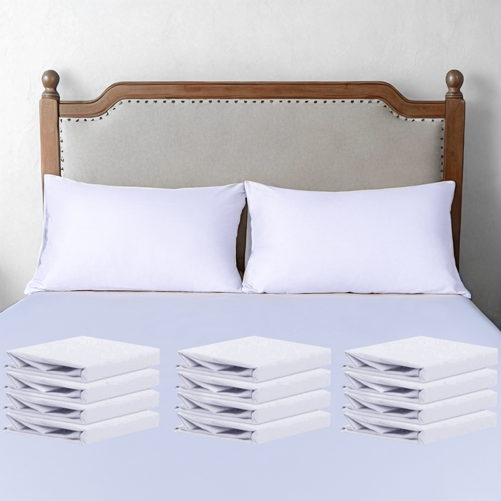 12件套超细纤维枕套，柔软、防皱、防褪色、防污枕套，信封式封口