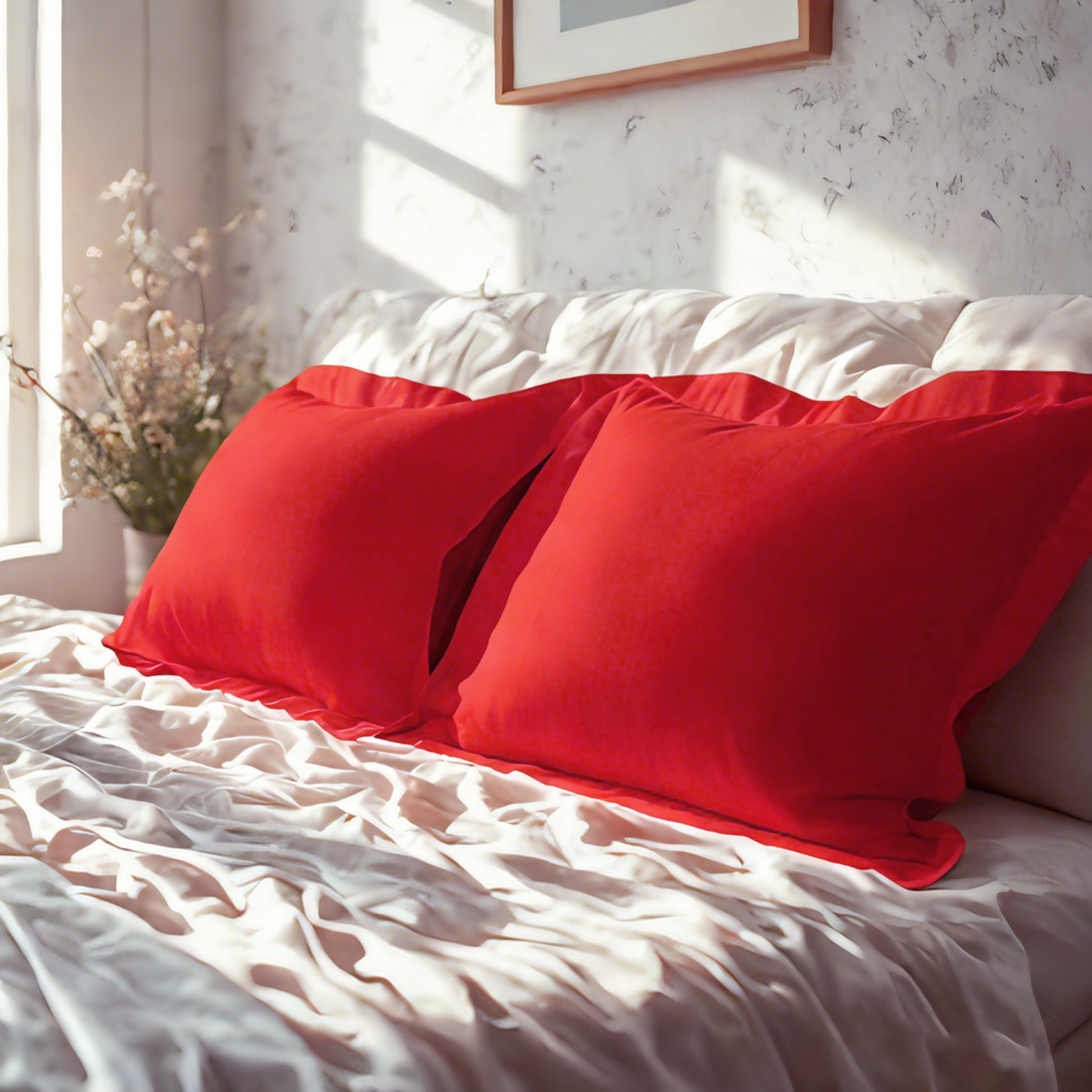 2个磨毛超细纤维标准枕套，超级柔软舒适，抗皱、抗褪色、抗污