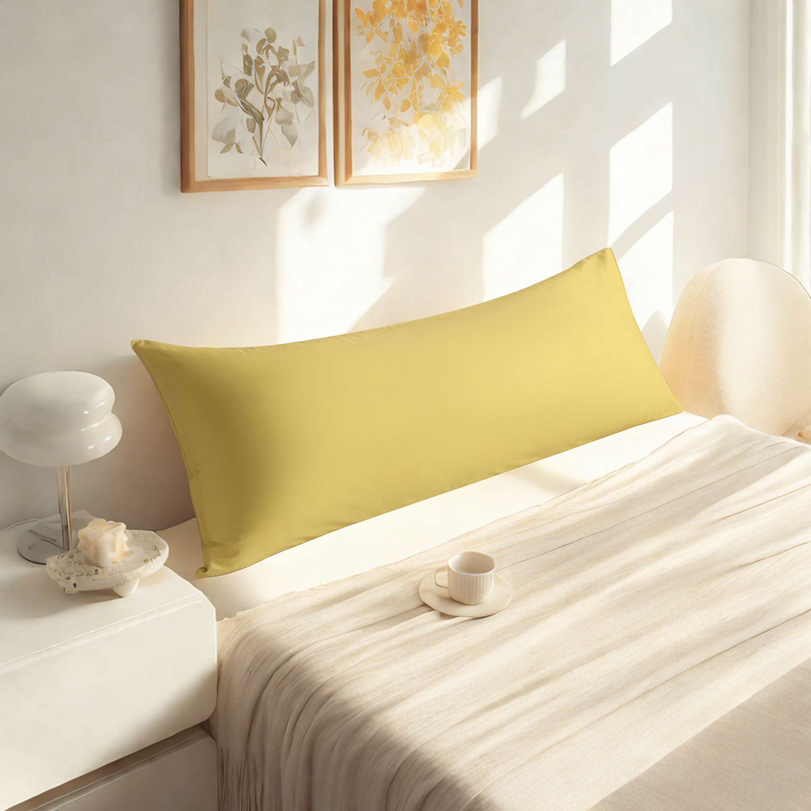 1个贡缎身体枕套，奢华柔软透气枕套，信封式封口