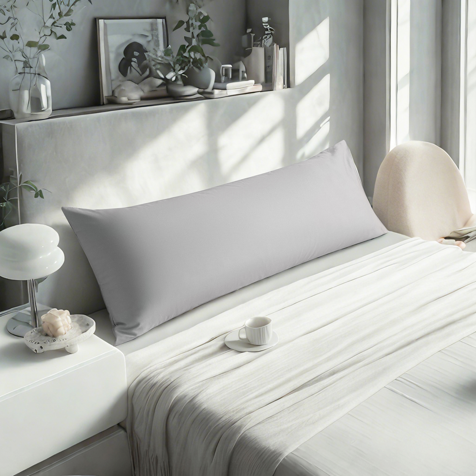 1个贡缎身体枕套，奢华柔软透气枕套，信封式封口