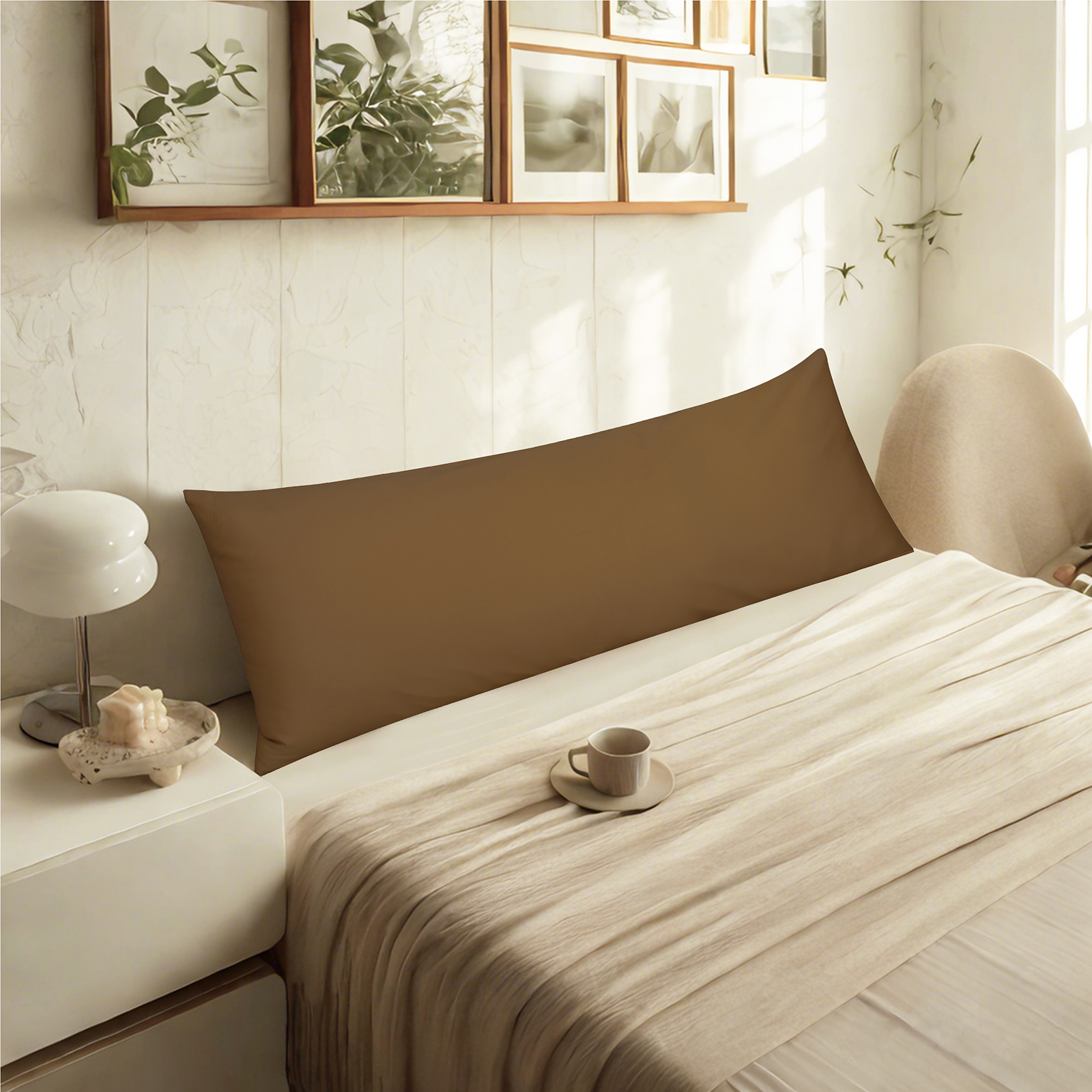 1个贡缎身体枕套，奢华柔软透气枕套，信封式封口