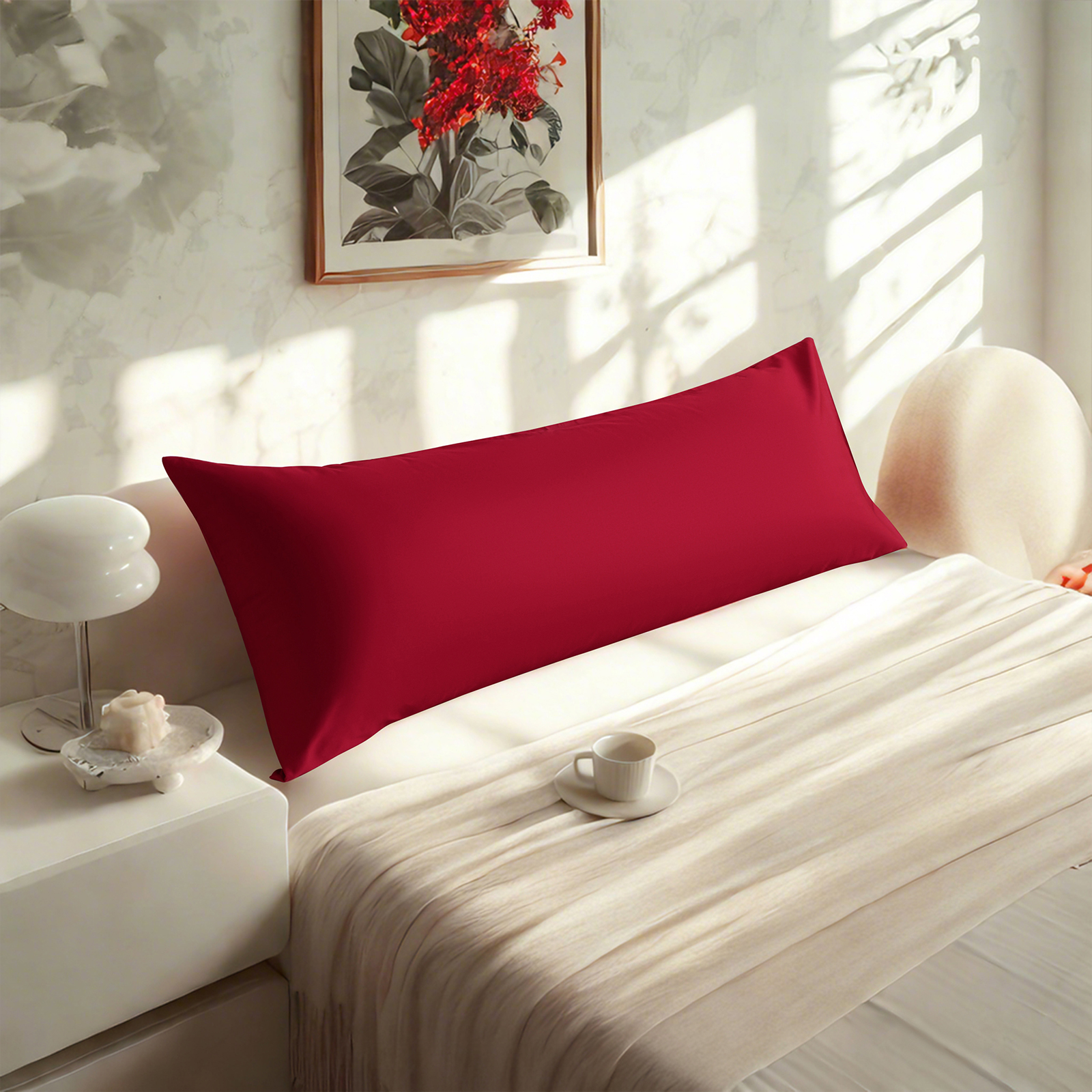 1个贡缎身体枕套，奢华柔软透气枕套，信封式封口