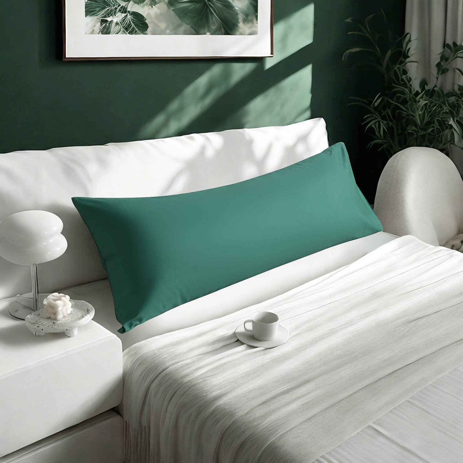 1个贡缎身体枕套，奢华柔软透气枕套，信封式封口