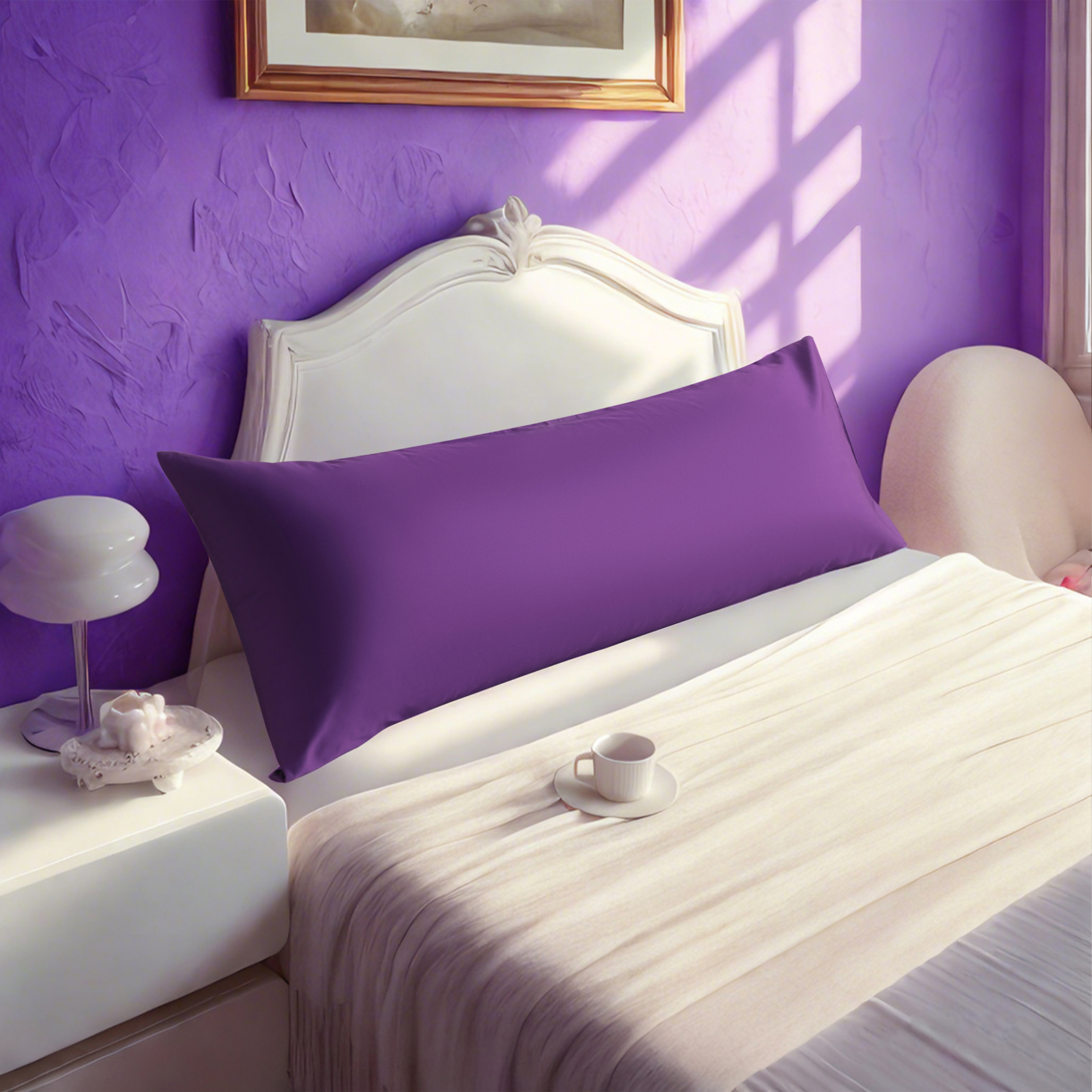 1个贡缎身体枕套，奢华柔软透气枕套，信封式封口