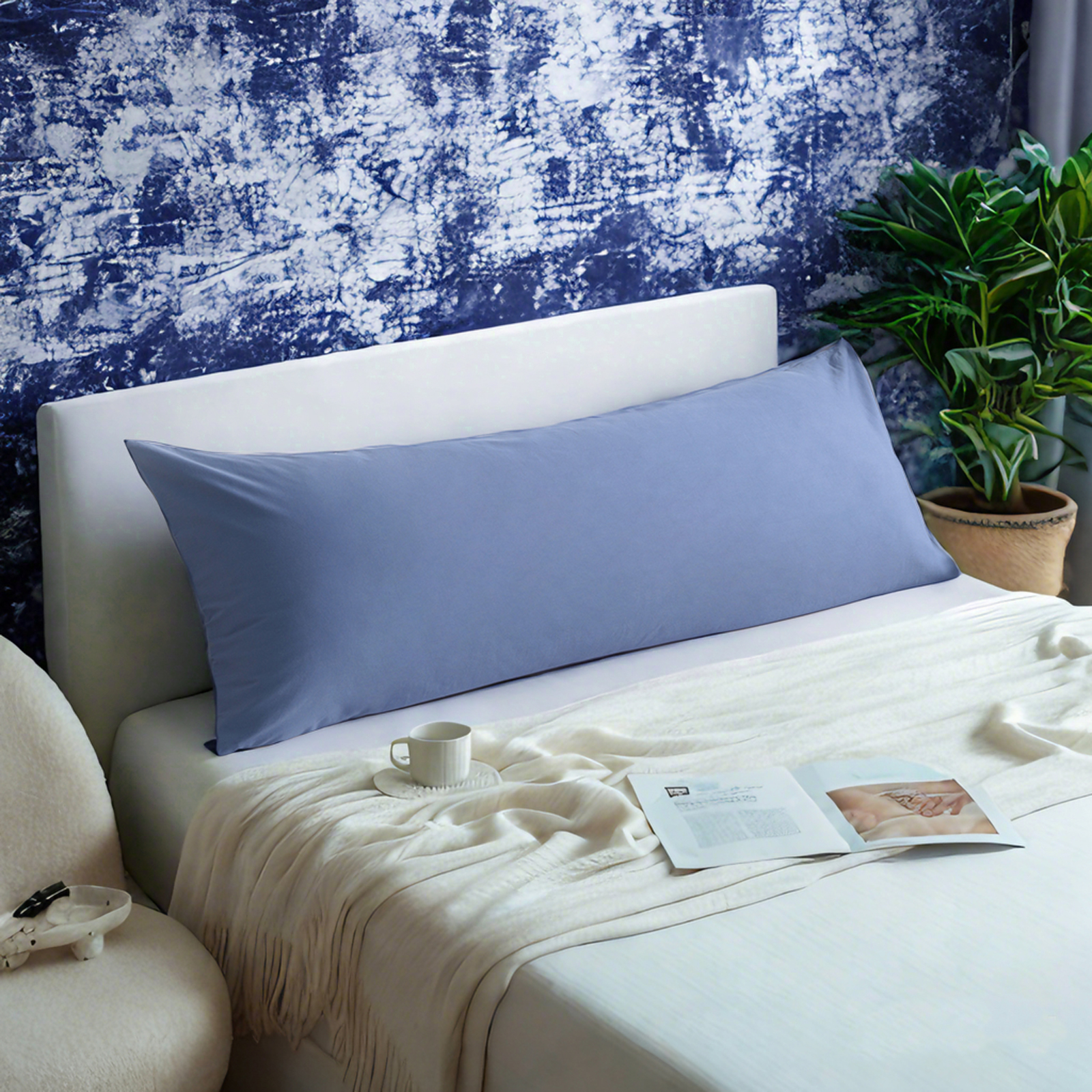 1个纯棉身体枕套，柔软透气枕套，信封式封口，20x54 英寸