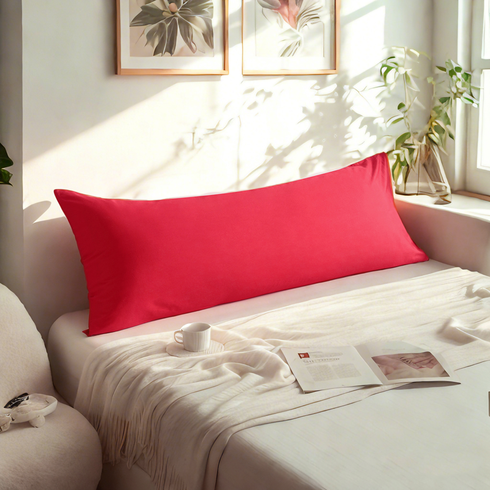 1个纯棉身体枕套，柔软透气枕套，信封式封口，20x54 英寸