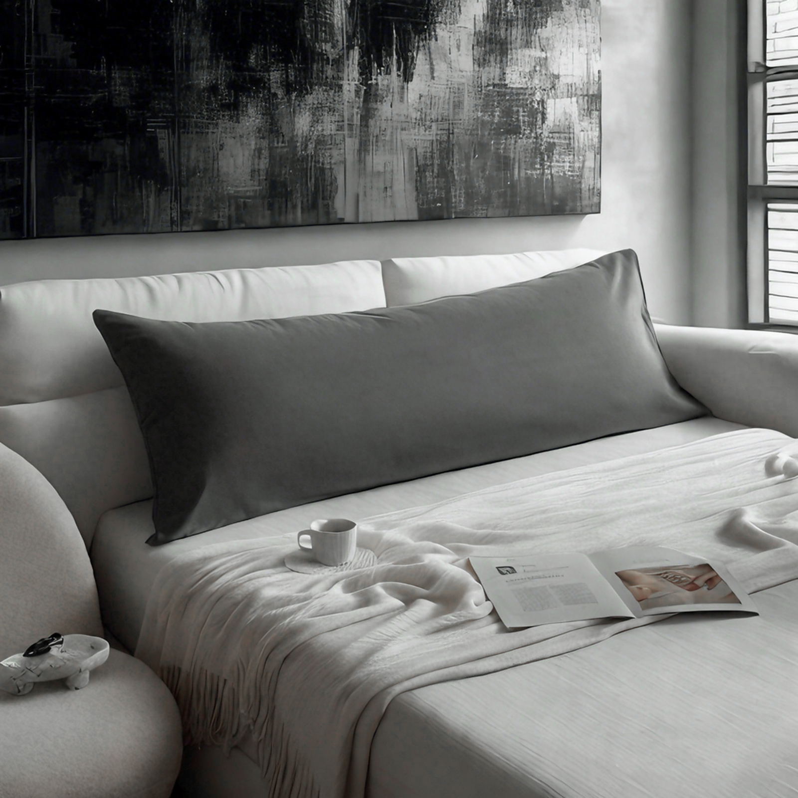 1个纯棉身体枕套，柔软透气枕套，信封式封口，20x54 英寸