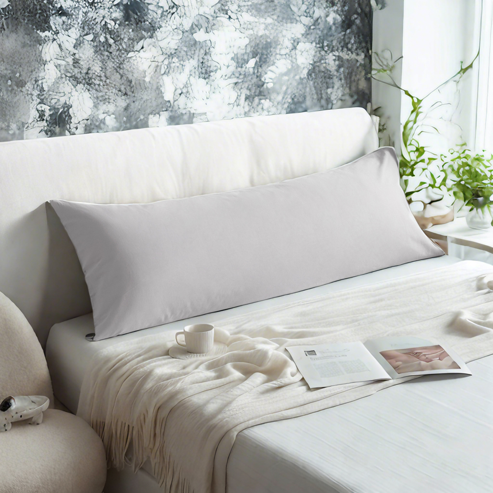1个纯棉身体枕套，柔软透气枕套，信封式封口，20x54 英寸