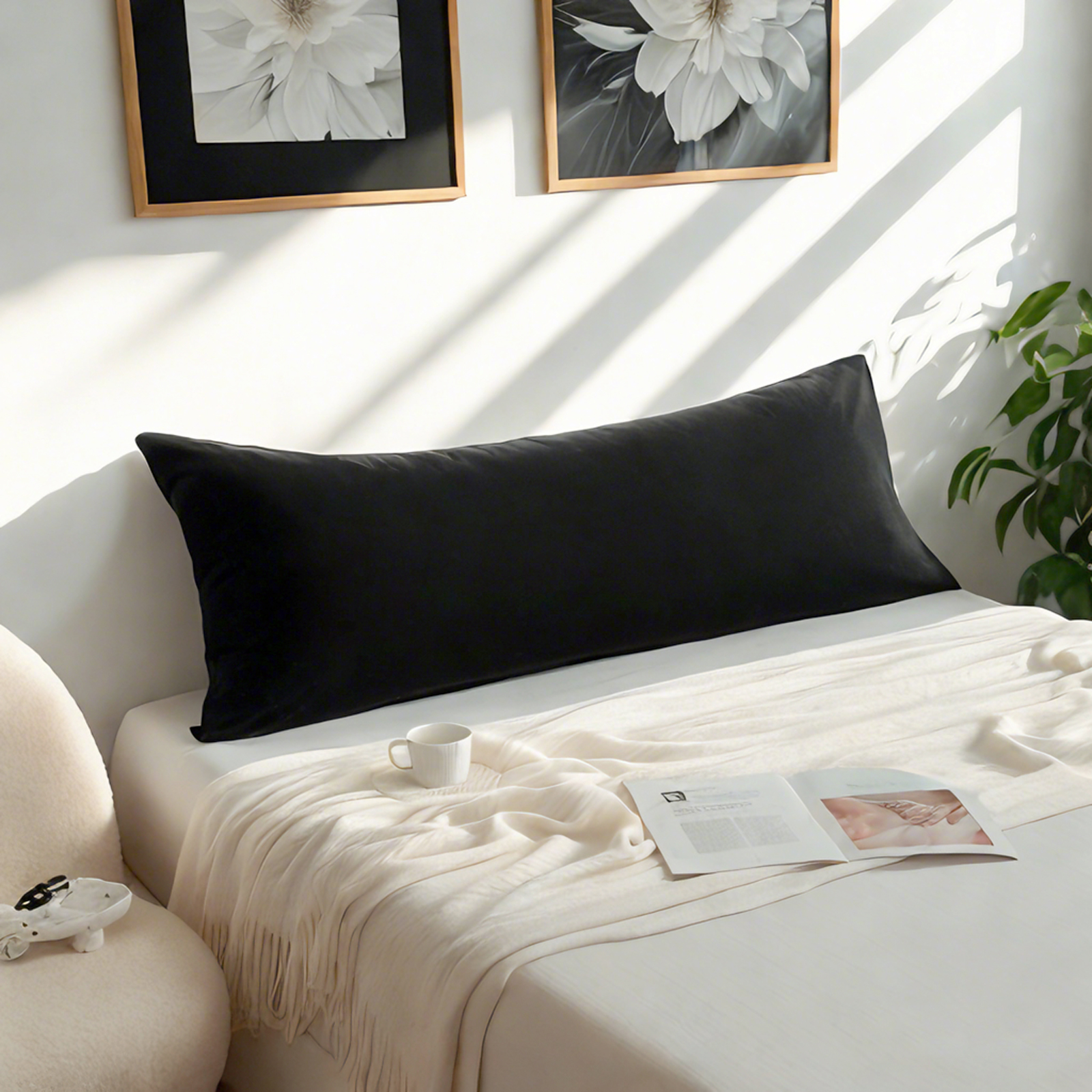 1个纯棉身体枕套，柔软透气枕套，信封式封口，20x54 英寸