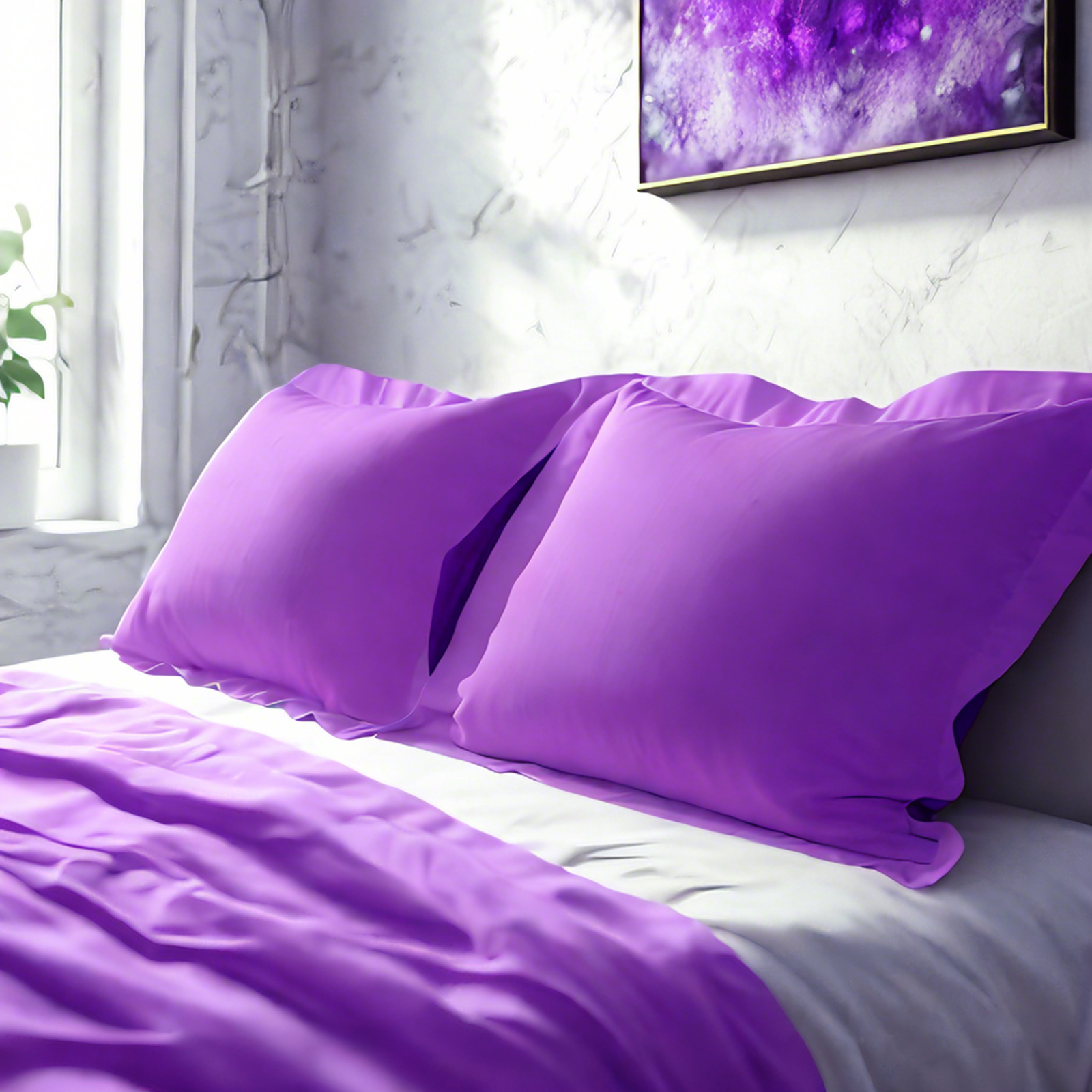 2个磨毛超细纤维标准枕套，超级柔软舒适，抗皱、抗褪色、抗污