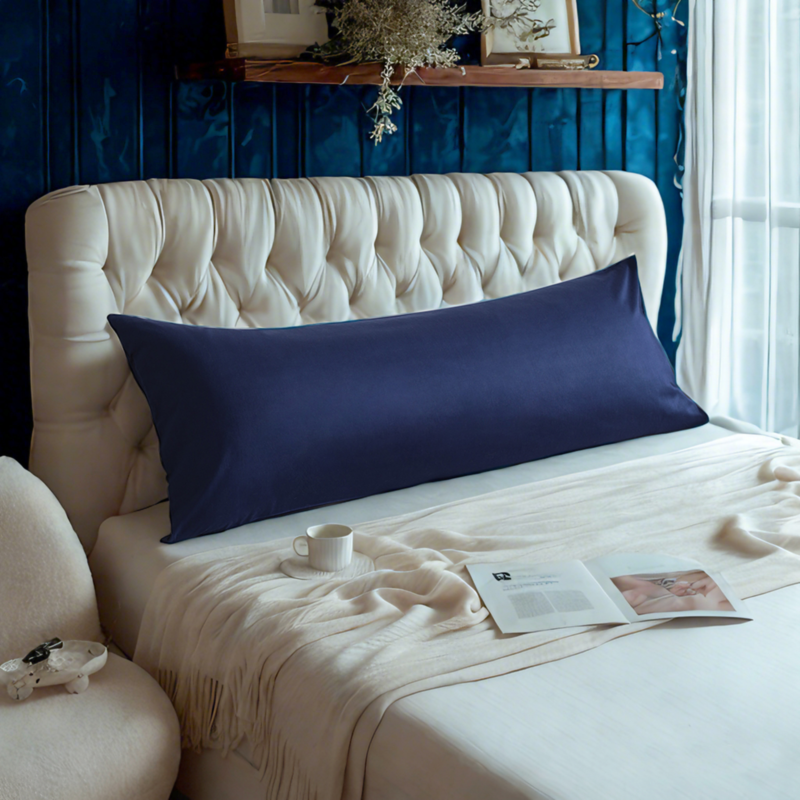 1个纯棉身体枕套，柔软透气枕套，信封式封口，20x54 英寸