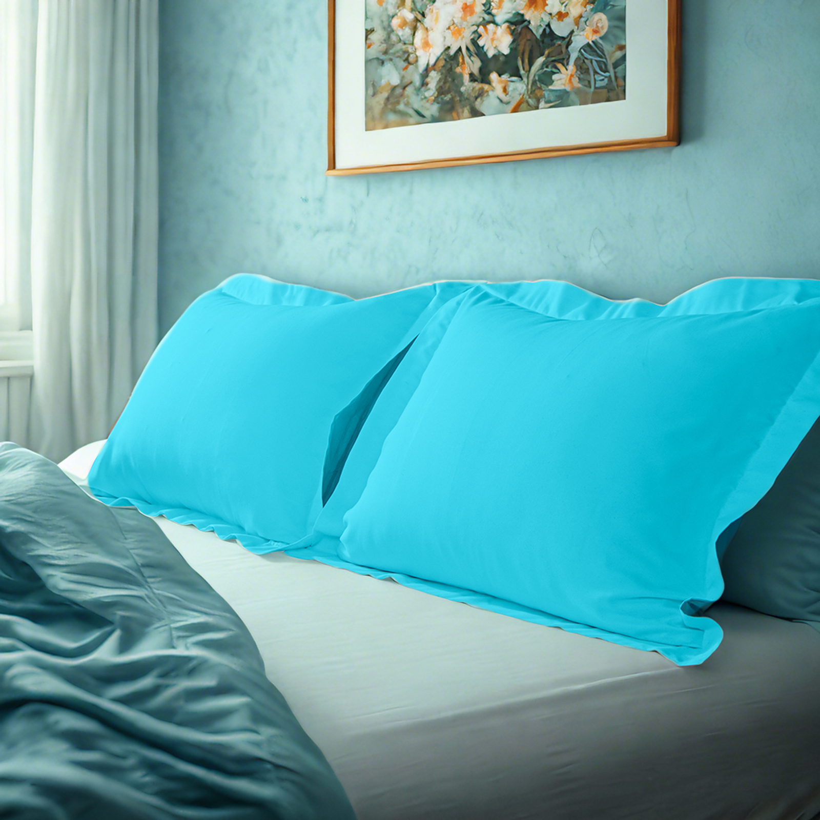 2个磨毛超细纤维标准枕套，超级柔软舒适，抗皱、抗褪色、抗污