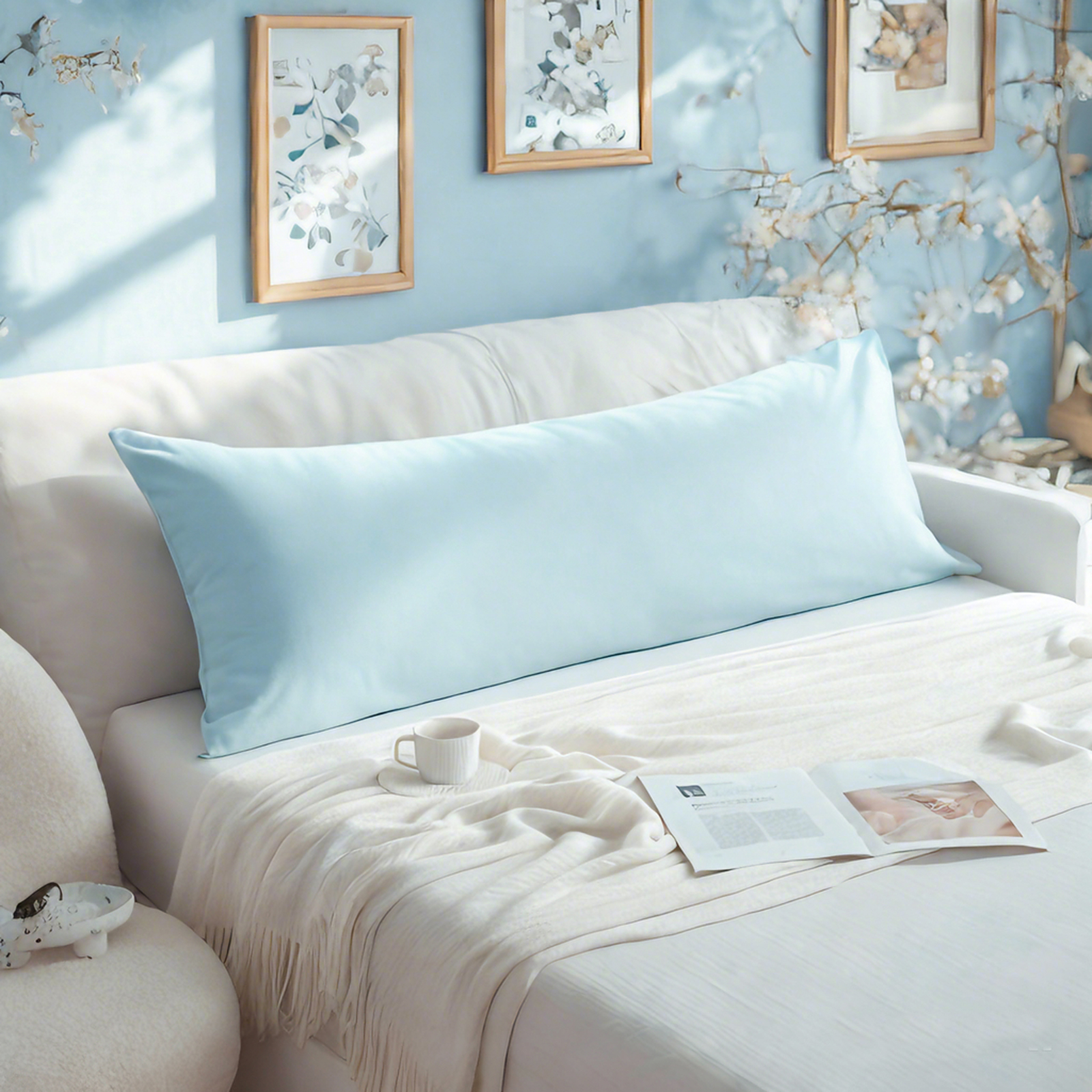 1个纯棉身体枕套，柔软透气枕套，信封式封口，20x54 英寸