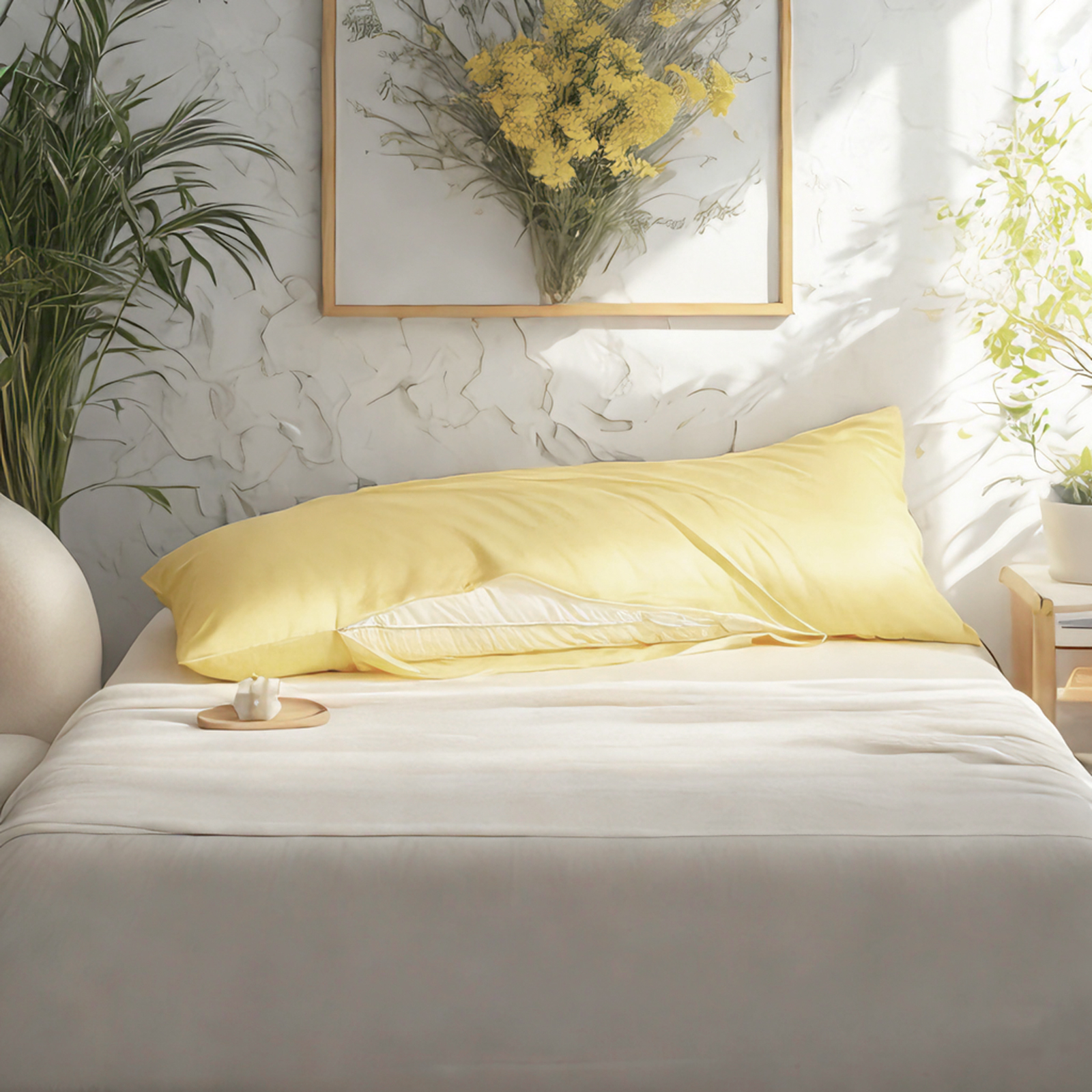 1个豪华色丁身体枕套，带隐藏式拉链的护发护肤枕套