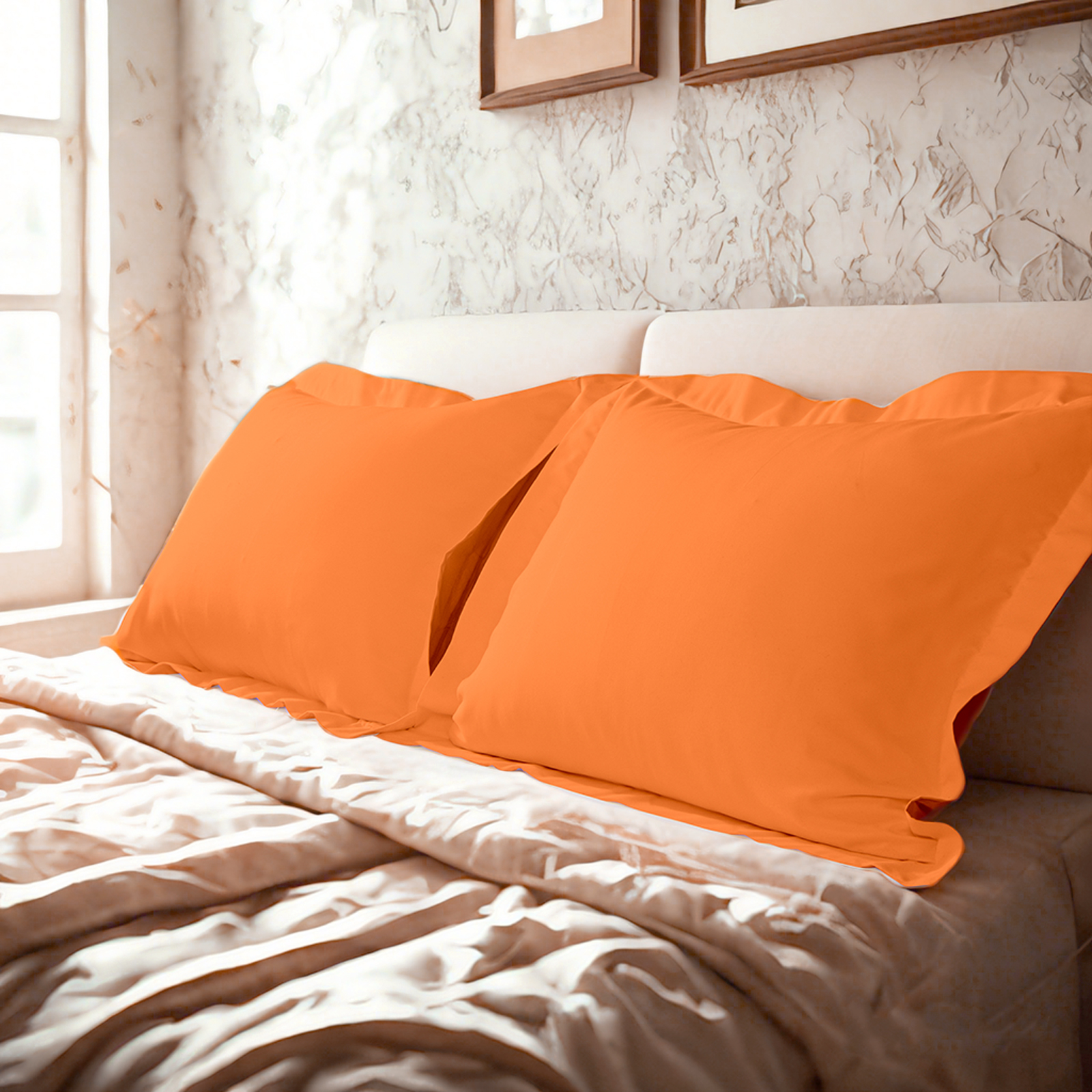 2 Brushed Microfiber Pillow Shams, Super Soft and Cozy, Wrinkle, Fade, Stain Resistant