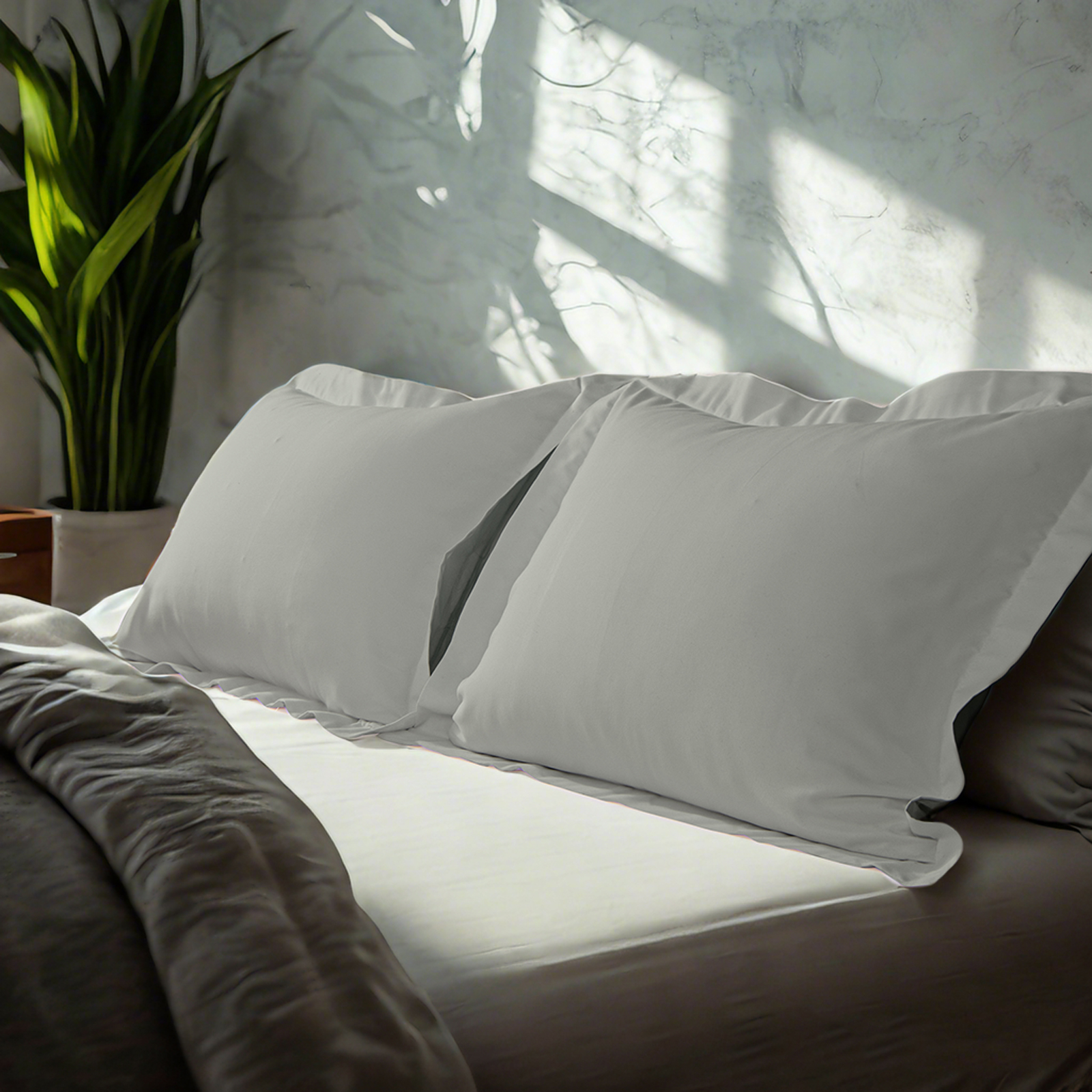 2个磨毛超细纤维标准枕套，超级柔软舒适，抗皱、抗褪色、抗污