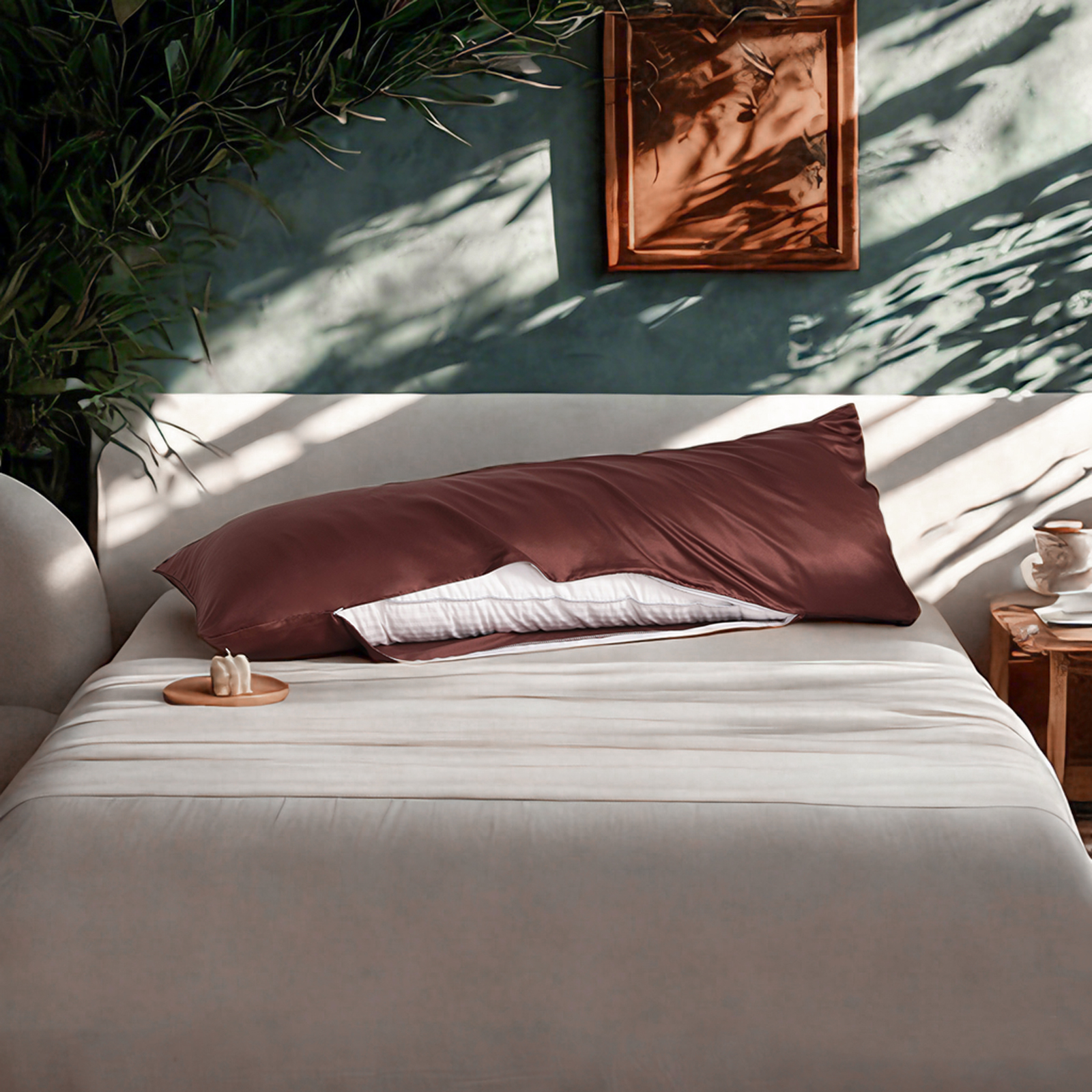 1 Luxury Satin Body Pillowcase, Hair and Skin Friendly Pillow Cases with Hidden Zipper