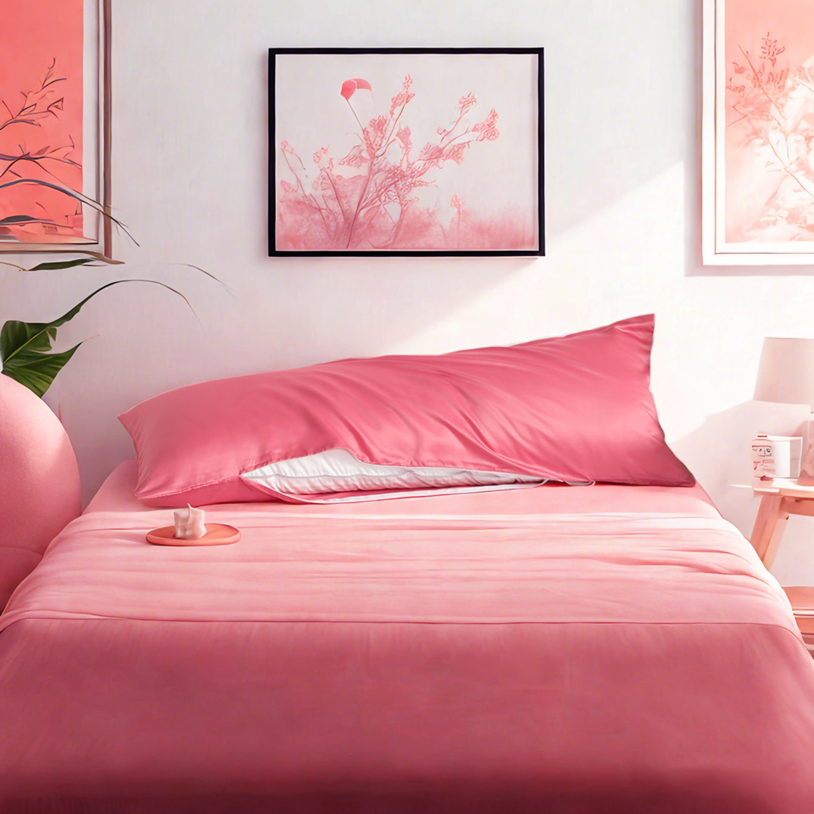 1个豪华色丁身体枕套，带隐藏式拉链的护发护肤枕套