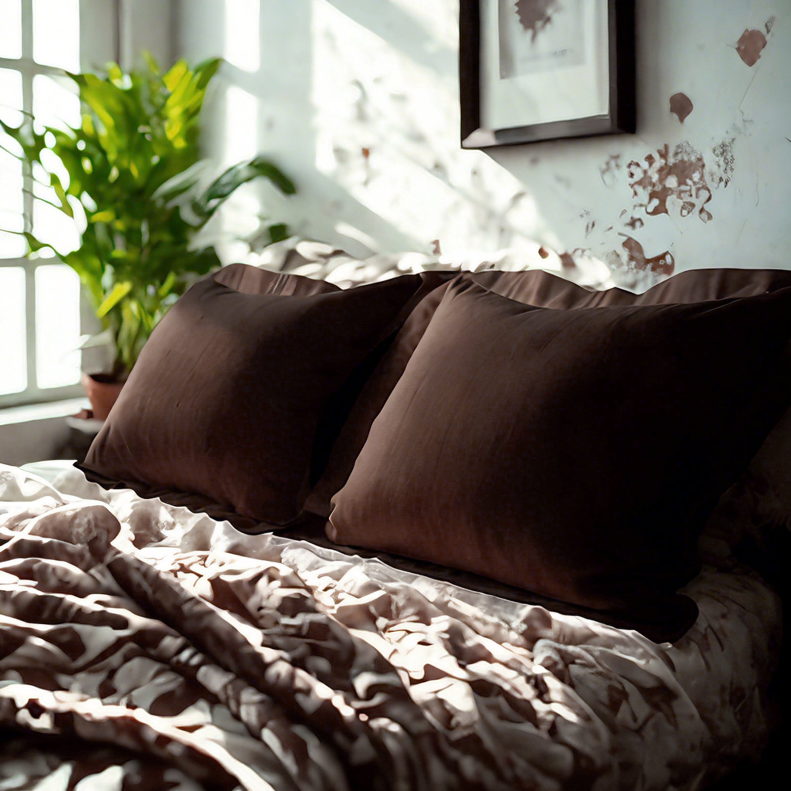 2个磨毛超细纤维标准枕套，超级柔软舒适，抗皱、抗褪色、抗污