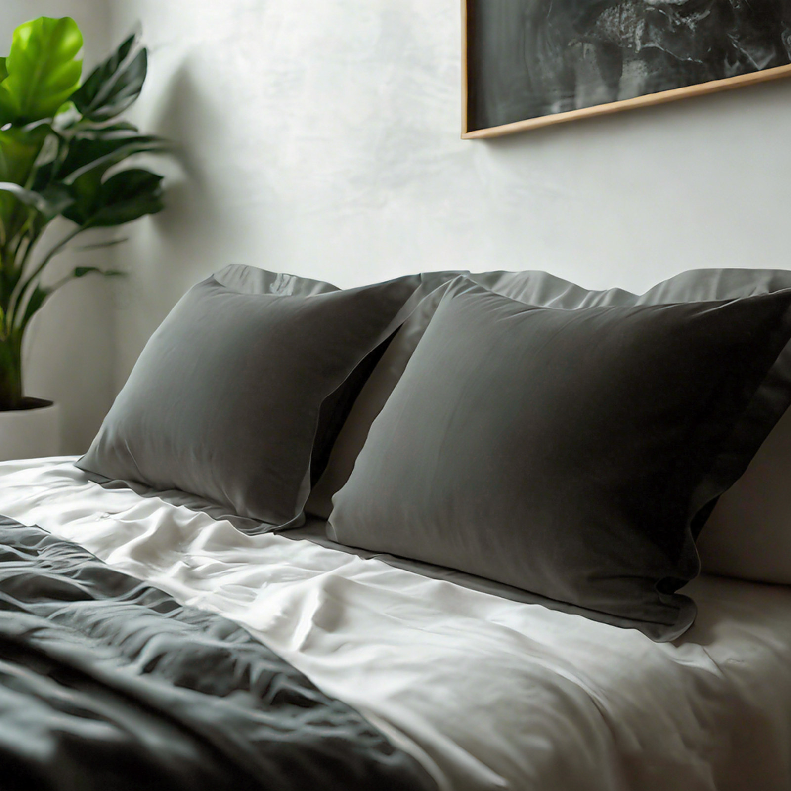 2个磨毛超细纤维标准枕套，超级柔软舒适，抗皱、抗褪色、抗污