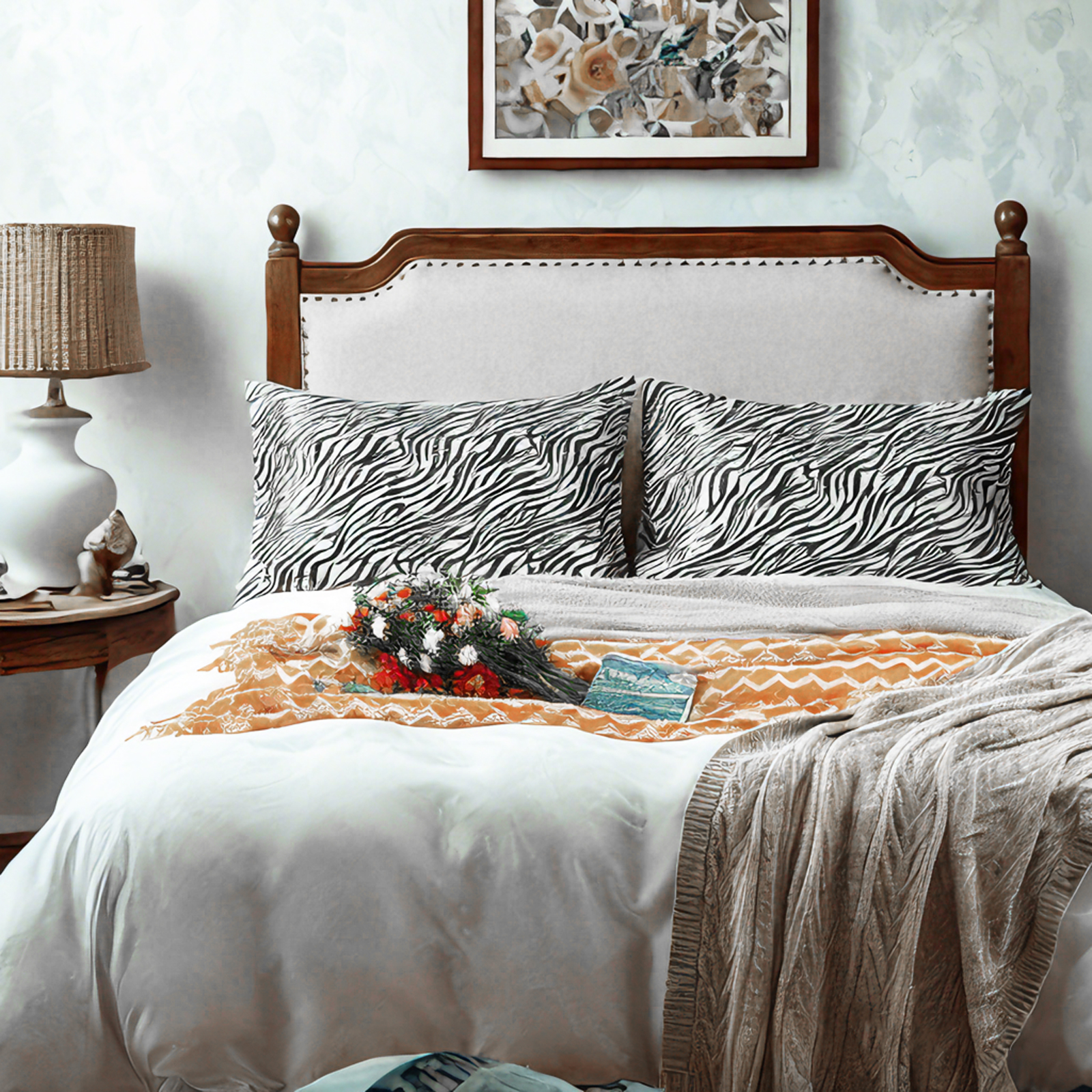 2个豪华有光色丁标准枕套，对头发和皮肤温和，信封式封口