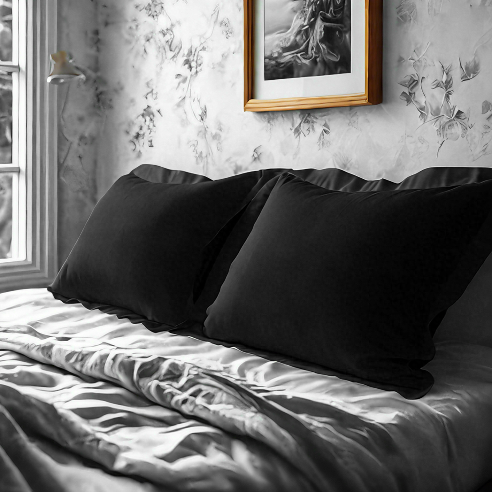 2个磨毛超细纤维标准枕套，超级柔软舒适，抗皱、抗褪色、抗污