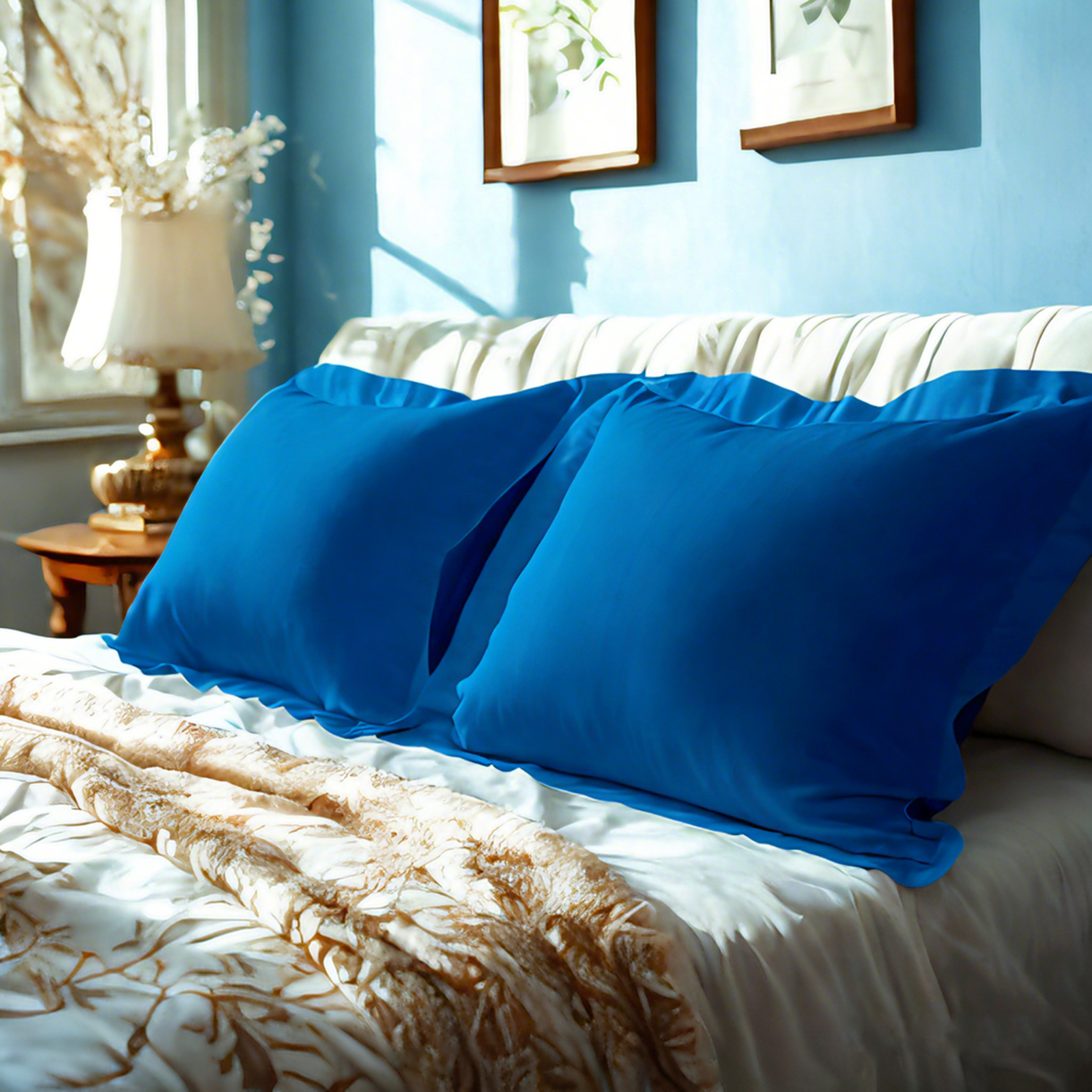 2 Brushed Microfiber Pillow Shams, Super Soft and Cozy, Wrinkle, Fade, Stain Resistant