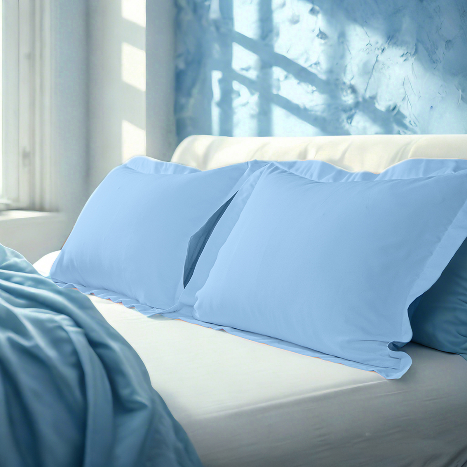 2个磨毛超细纤维标准枕套，超级柔软舒适，抗皱、抗褪色、抗污