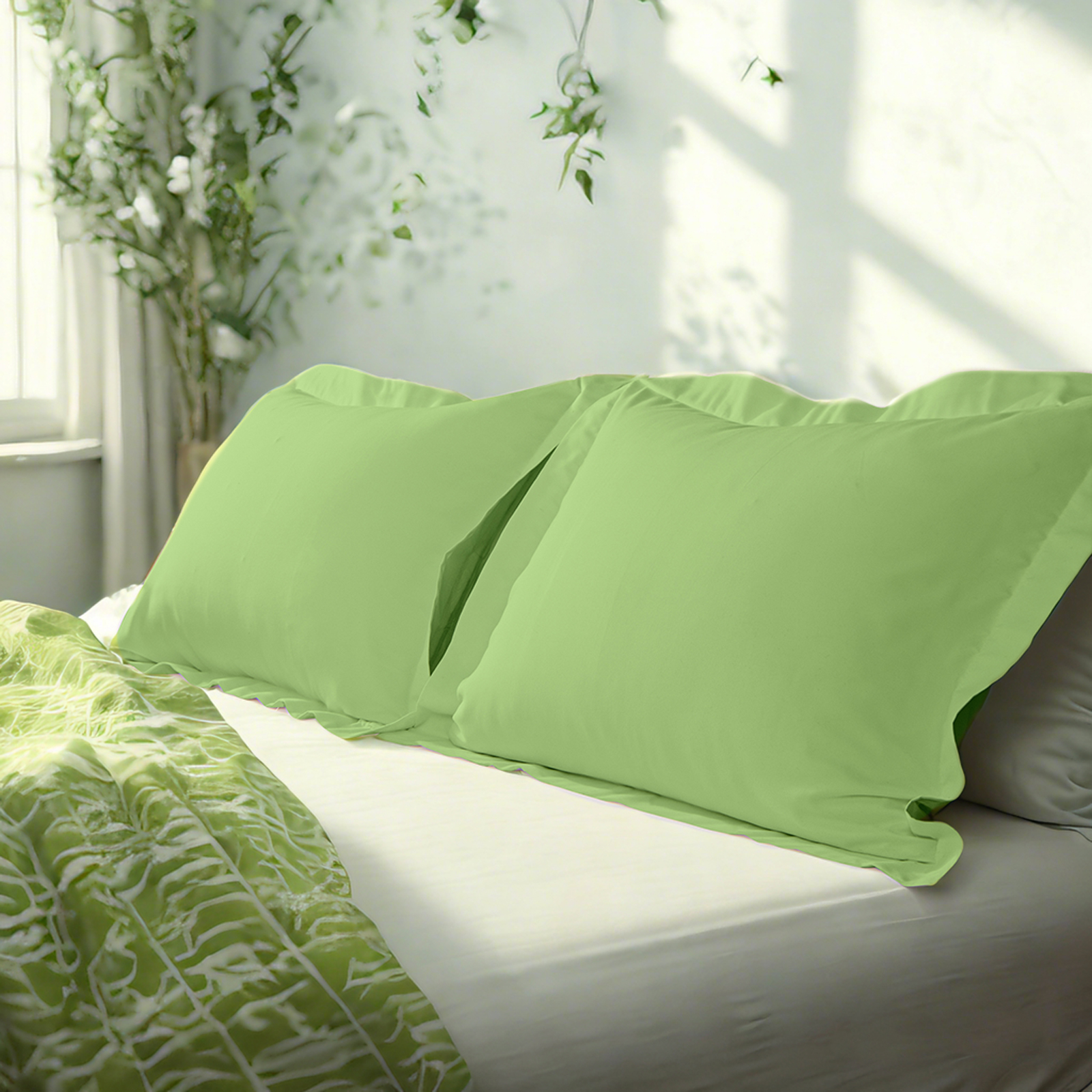 2 Brushed Microfiber Pillow Shams, Super Soft and Cozy, Wrinkle, Fade, Stain Resistant