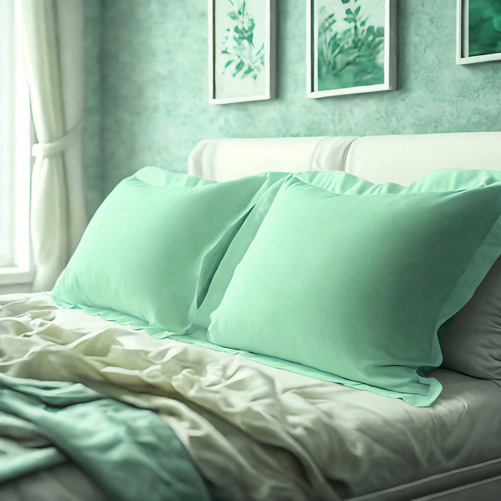 2个磨毛超细纤维标准枕套，超级柔软舒适，抗皱、抗褪色、抗污