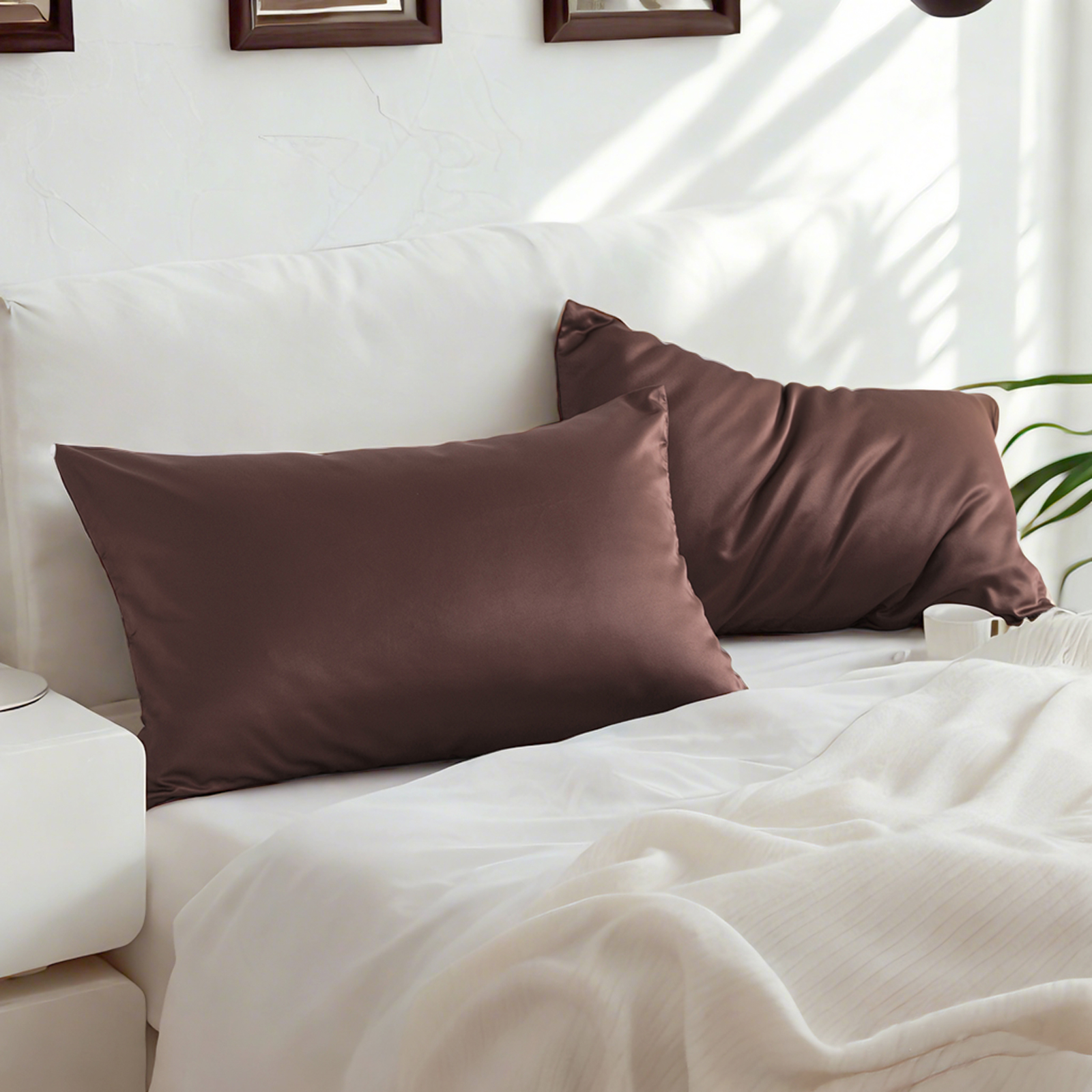 2 Pack Luxury Satin Pillowcases, Hair and Skin Friendly Pillow Cases with Hidden Zipper