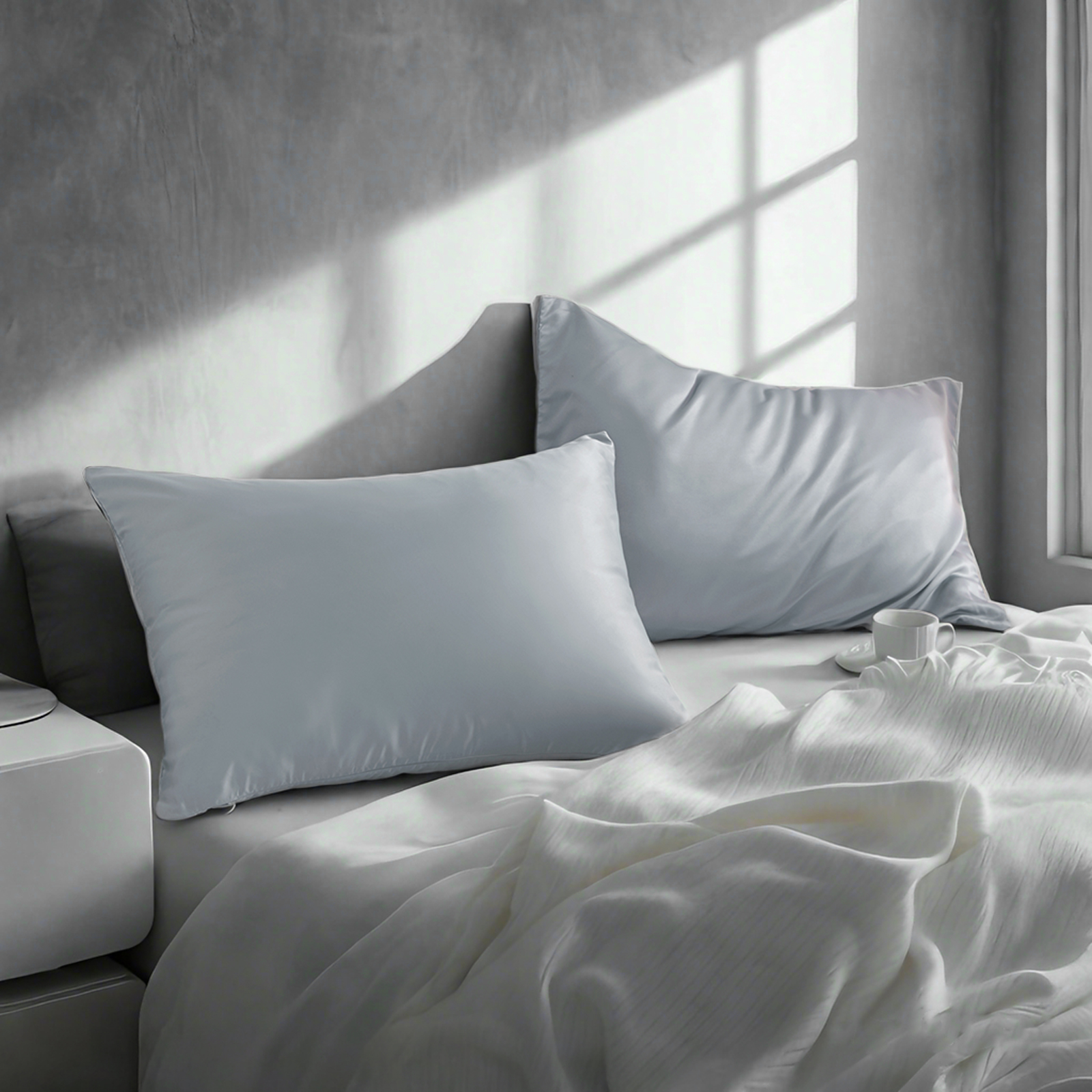 2个豪华色丁枕套，带隐藏式拉链的护发护肤枕套