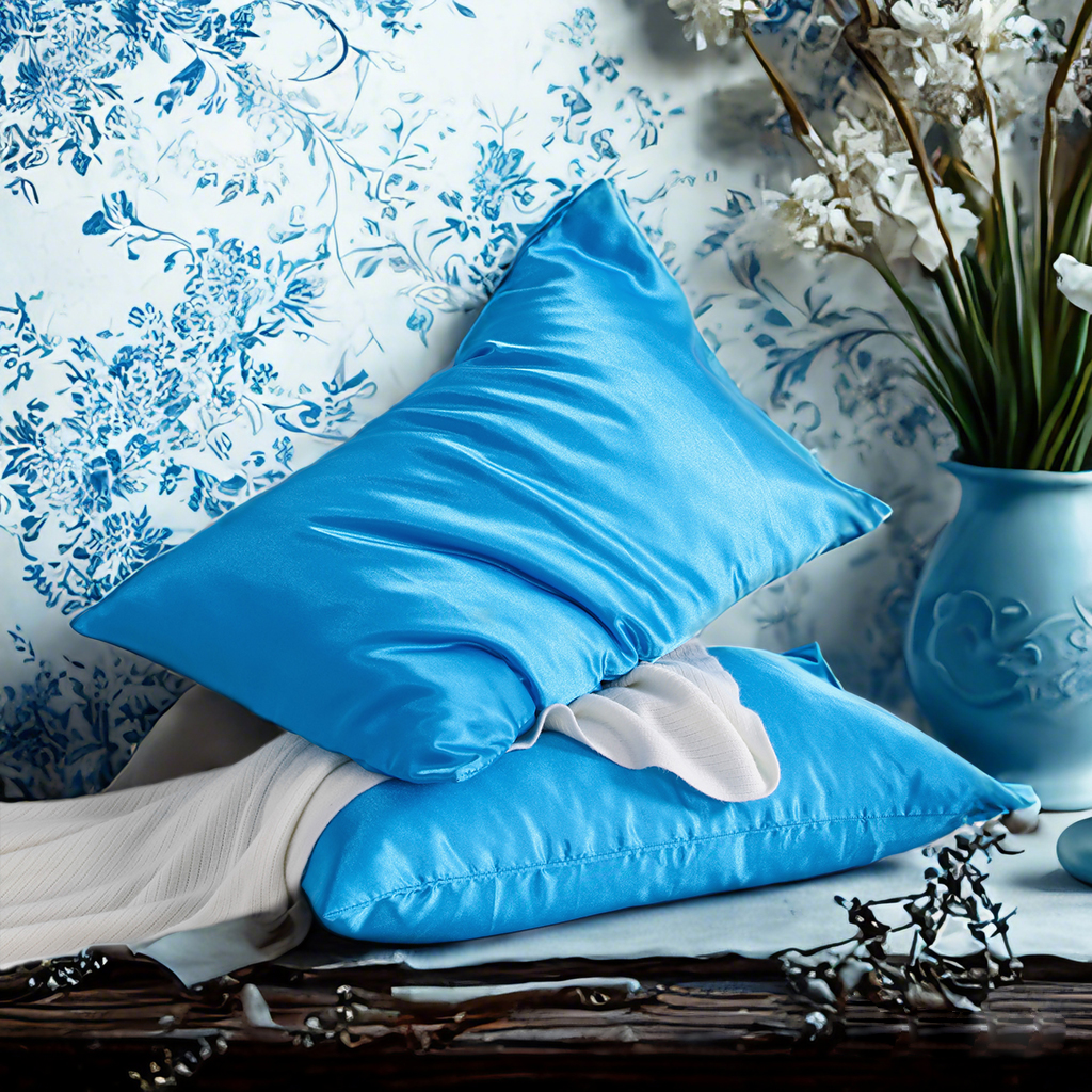 Two Glossy Satin Pillowcases, Luxurious and Silky Pillow Cases with Envelope Closure for Hair and Skin