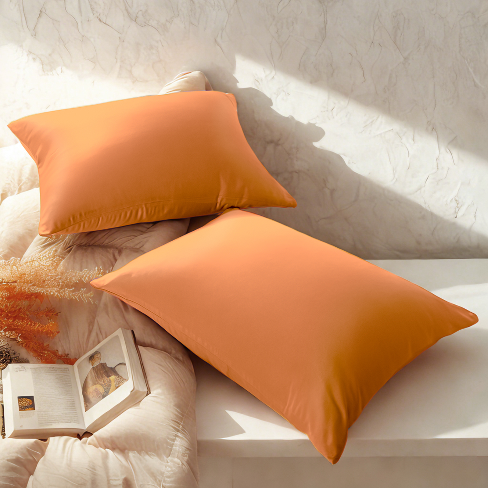 2 Pack Luxury Satin Pillowcases, Hair and Skin Friendly Pillow Cases with Hidden Zipper