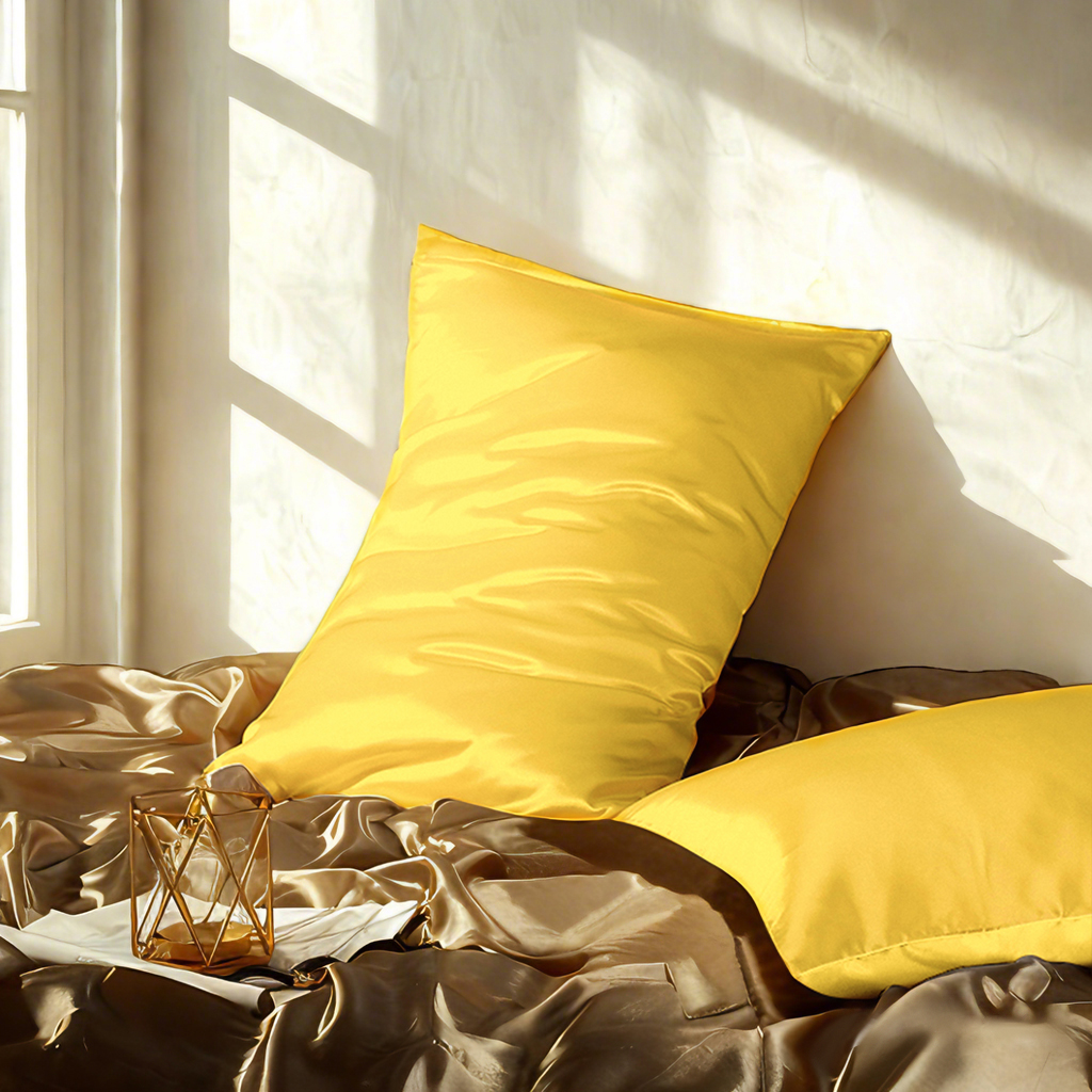 2个有光色丁枕套，奢华丝滑枕套，信封式封口，适合头发和皮肤