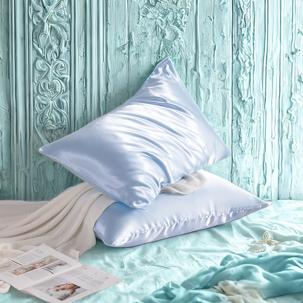 Two Glossy Satin Pillowcases, Luxurious and Silky Pillow Cases with Envelope Closure for Hair and Skin