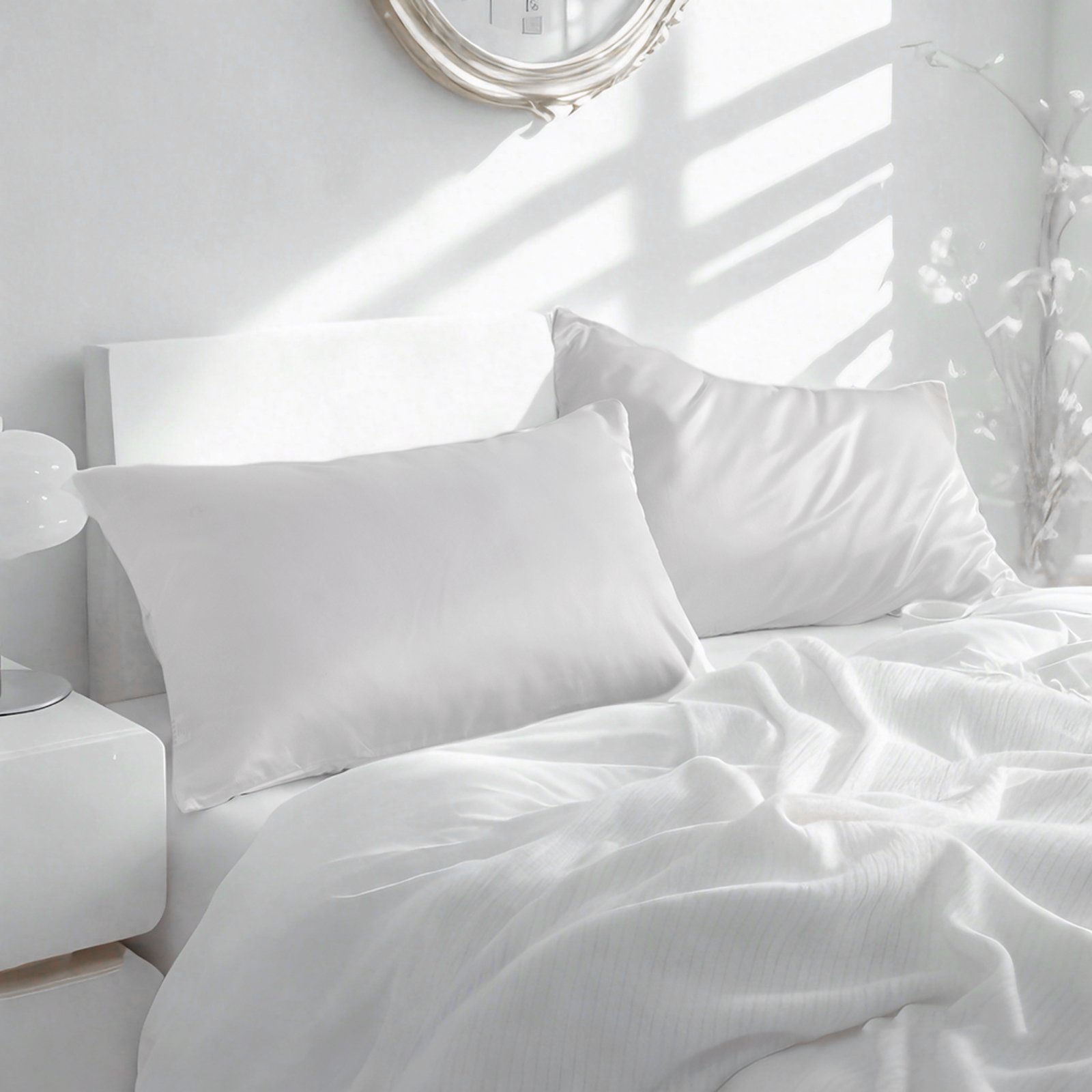 2个豪华色丁枕套，带隐藏式拉链的护发护肤枕套