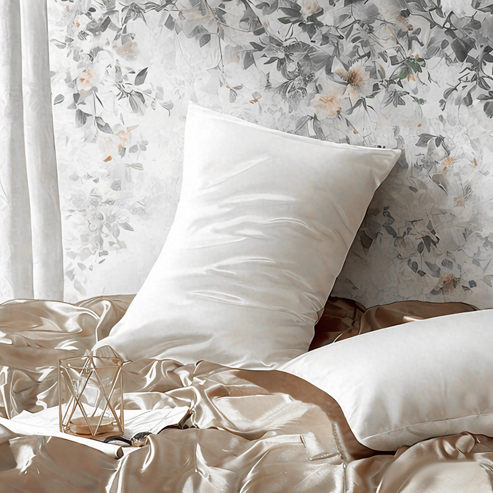 2个有光色丁枕套，奢华丝滑枕套，信封式封口，适合头发和皮肤