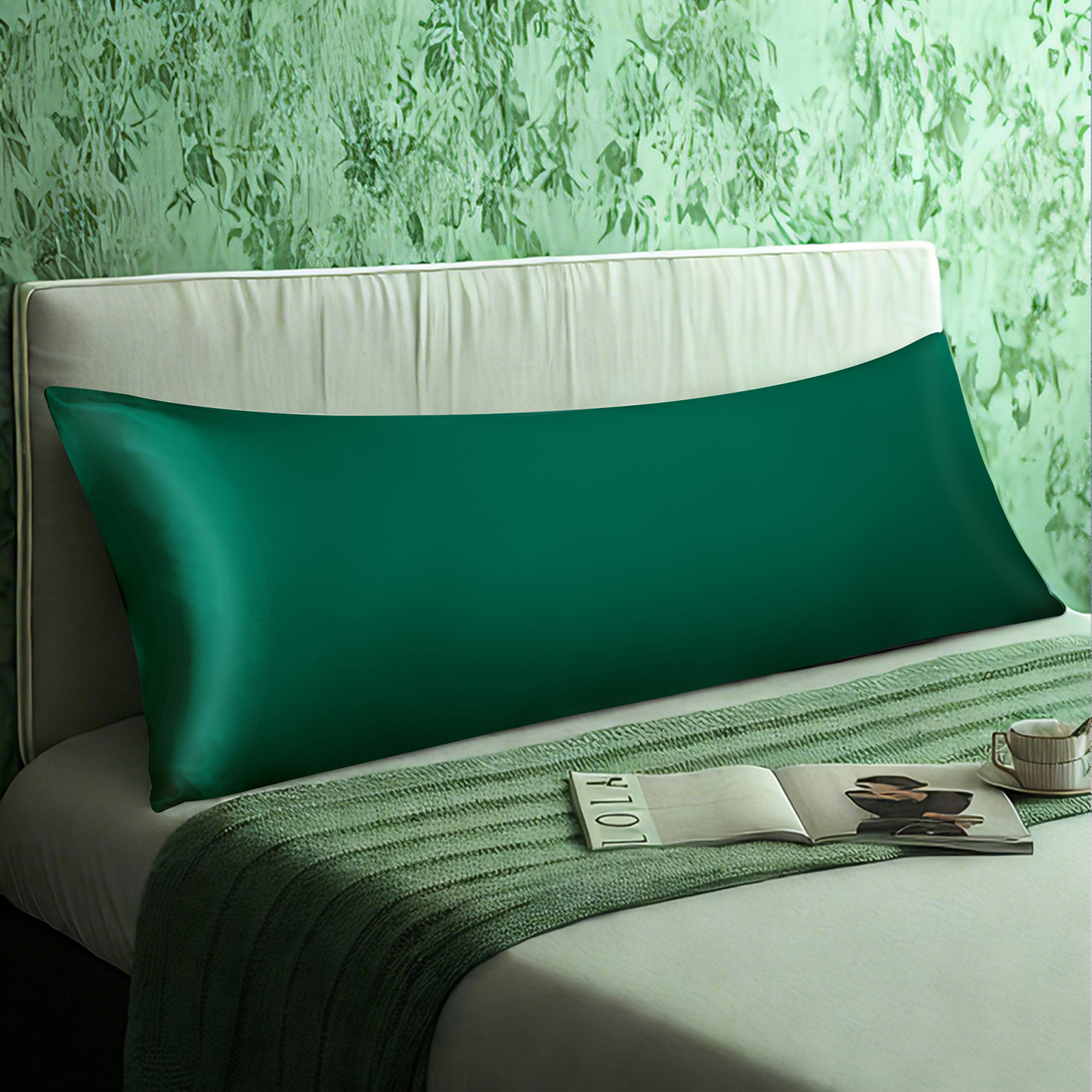 1个有光色丁身体枕套，奢华丝滑枕套，信封式封口，适合头发和皮肤