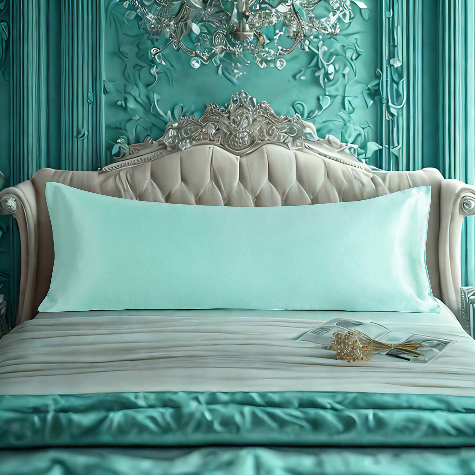 1个有光色丁身体枕套，奢华丝滑枕套，信封式封口，适合头发和皮肤