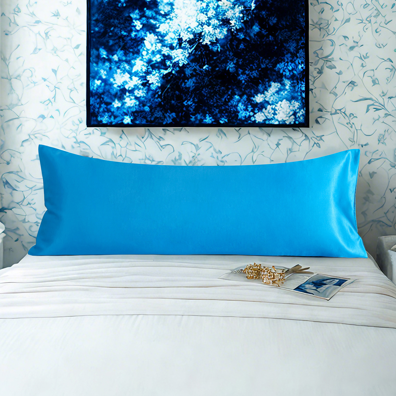 1个有光色丁身体枕套，奢华丝滑枕套，信封式封口，适合头发和皮肤