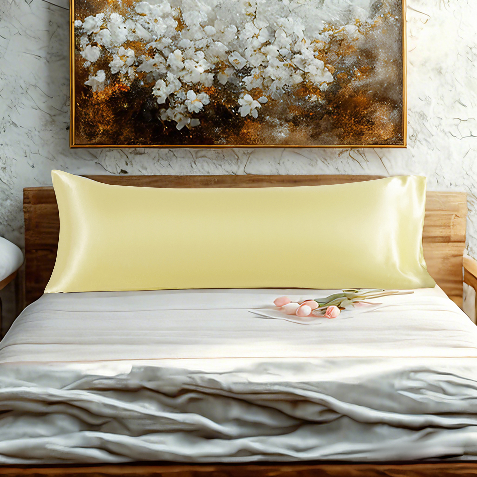 1 Pack Glossy Satin Body Pillowcase, Luxurious and Silky Pillow Case with Envelope Closure for Hair and Skin